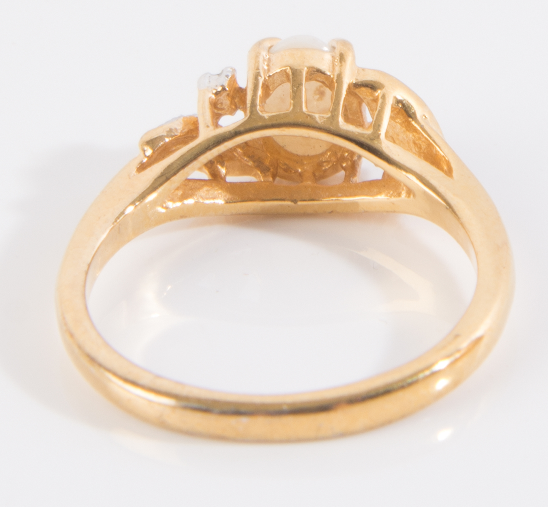 18K Yellow Gold Electroplate Simulated Opal and Clear Stone Ring