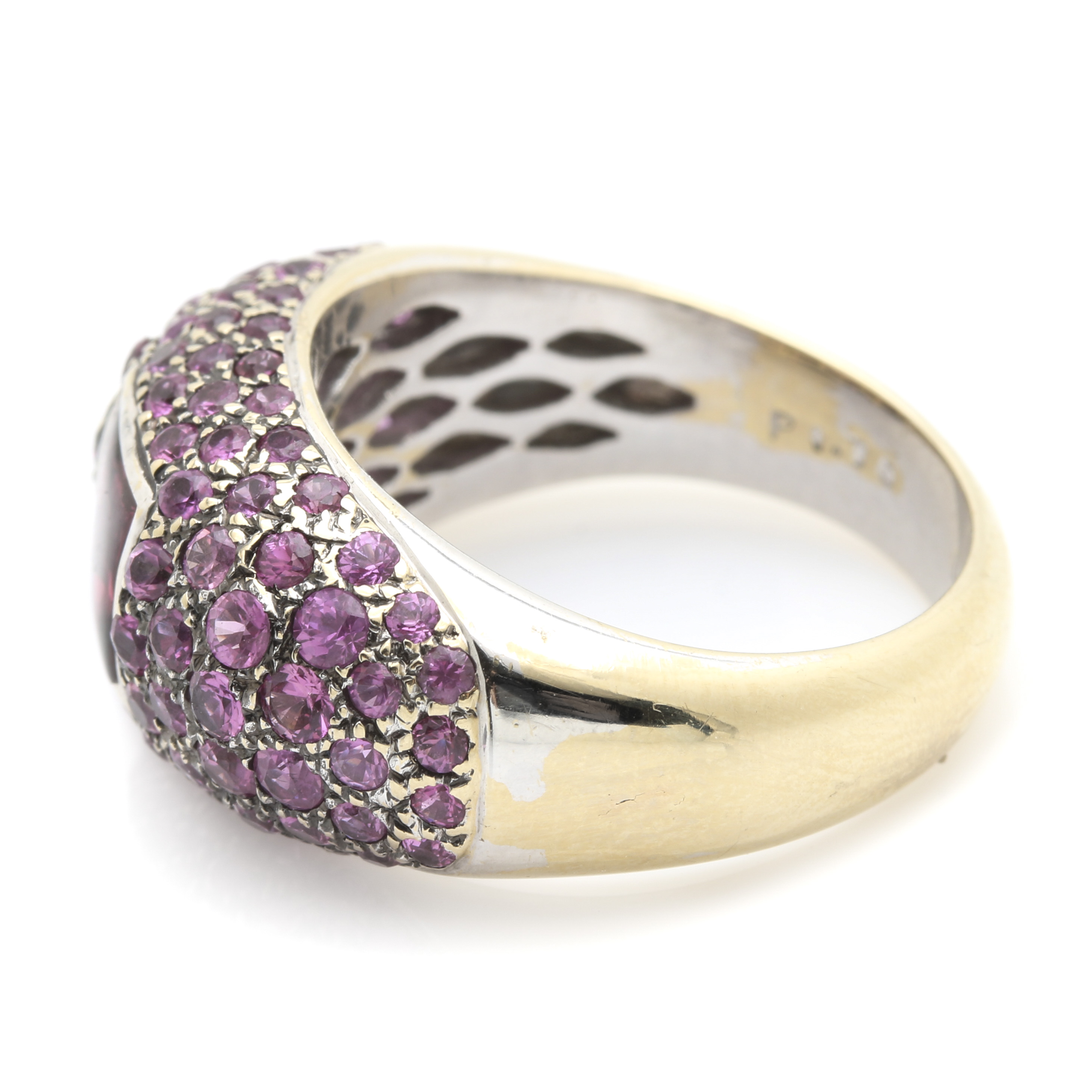 18K White Gold 1.55 CT Tourmaline and Sapphire Dome Ring