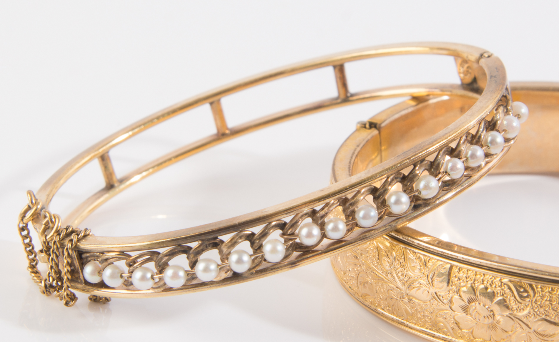 12K Gold Filled Bracelets with Simulated Pearls