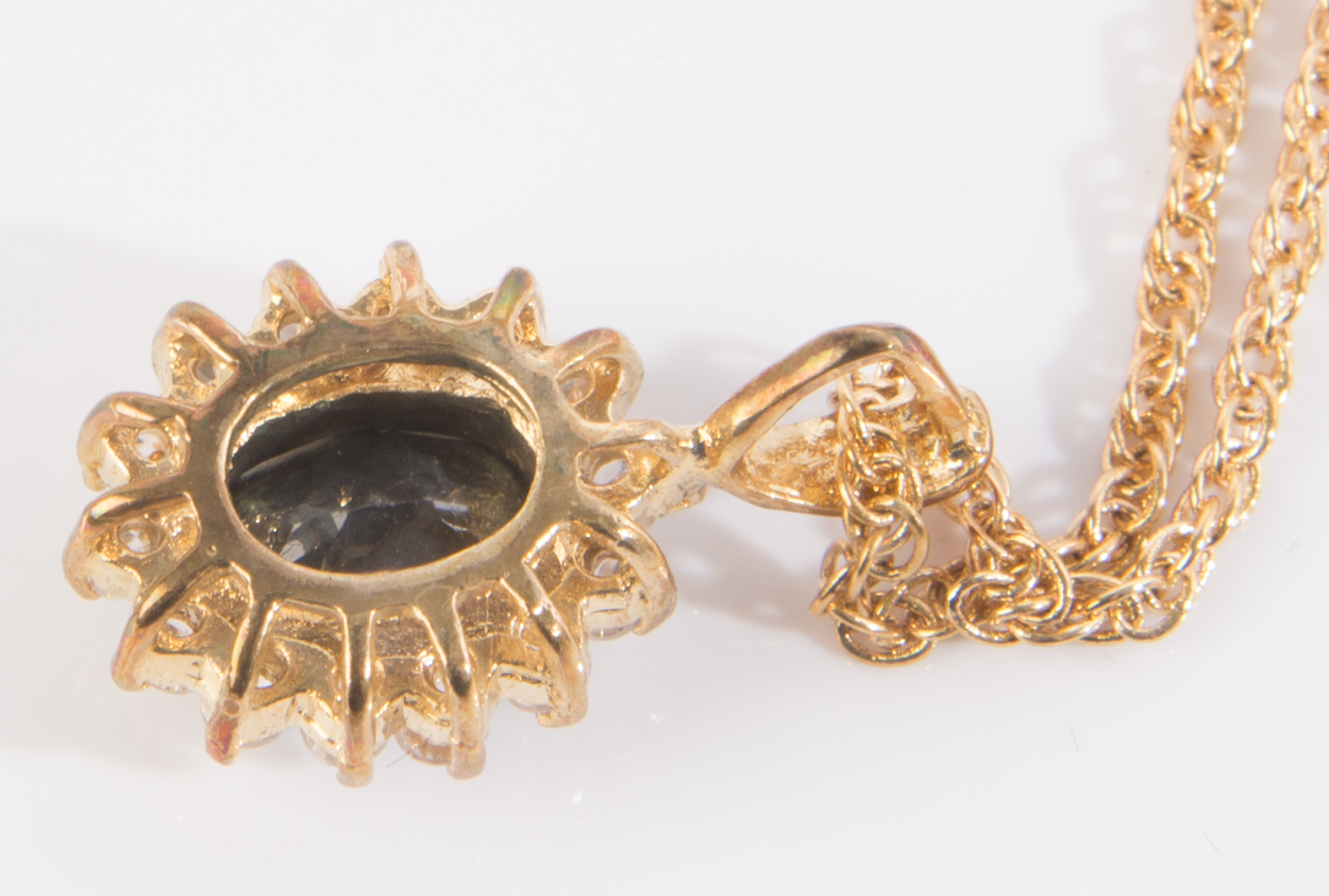 Gold Electroplate Sapphire and Simulated Stone Demi Parure