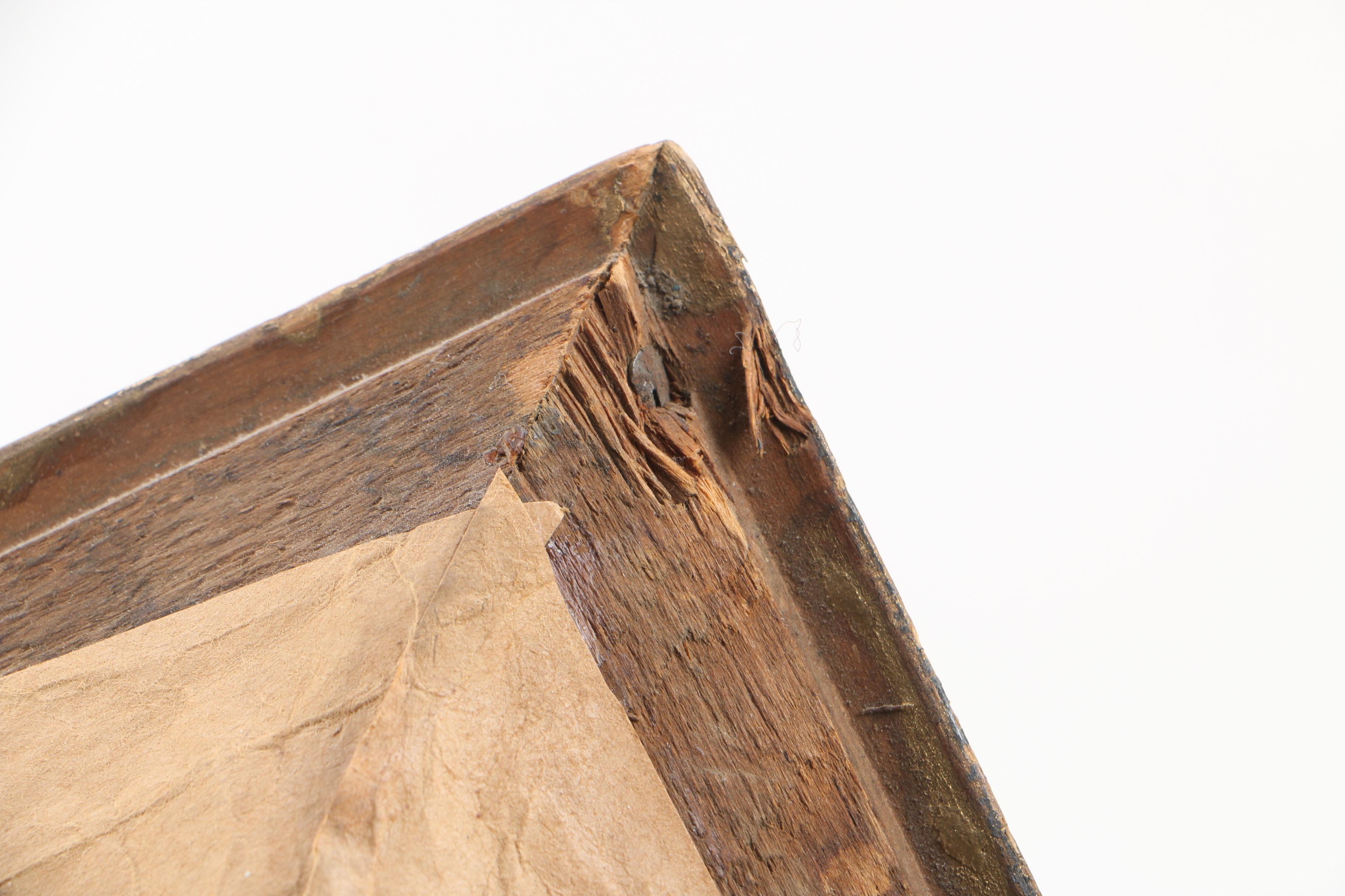 Black and Brass Wooden Wall Mirror