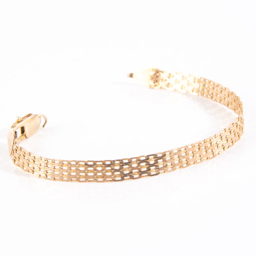 14K Yellow Gold Flat Link Bracelet