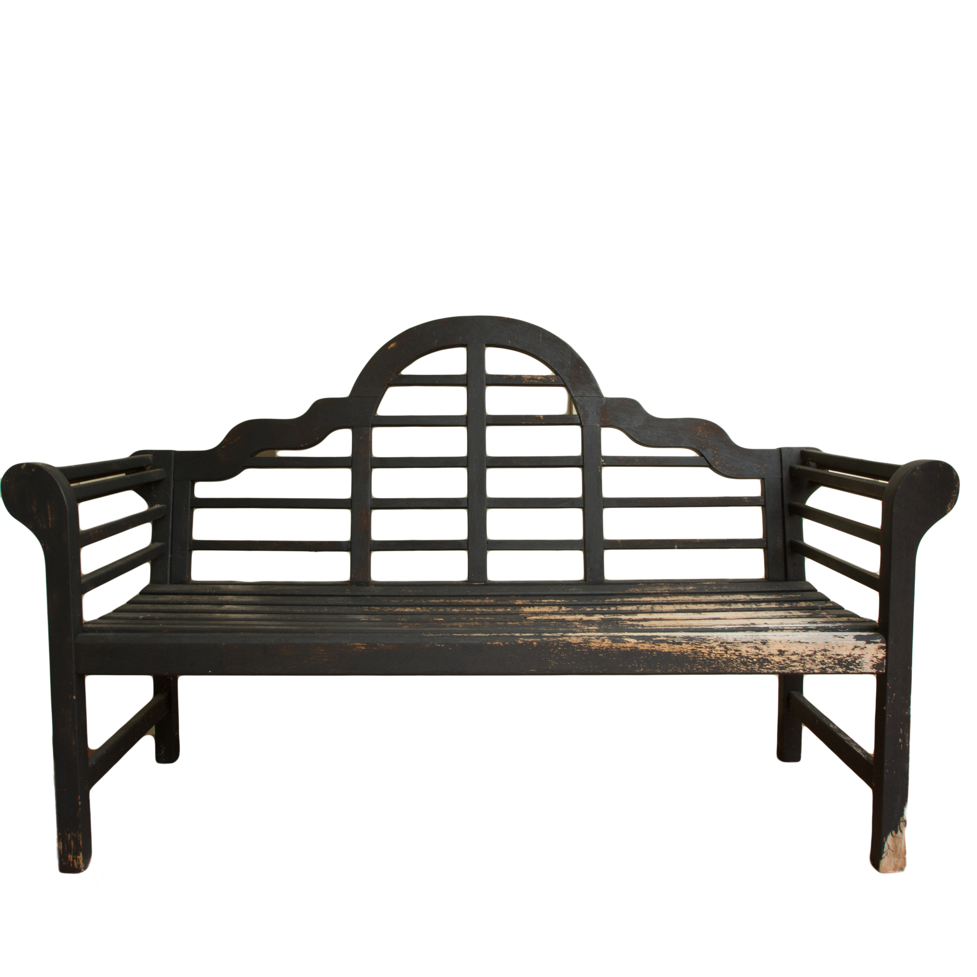 Vintage Asian Style Painted Outdoor Bench