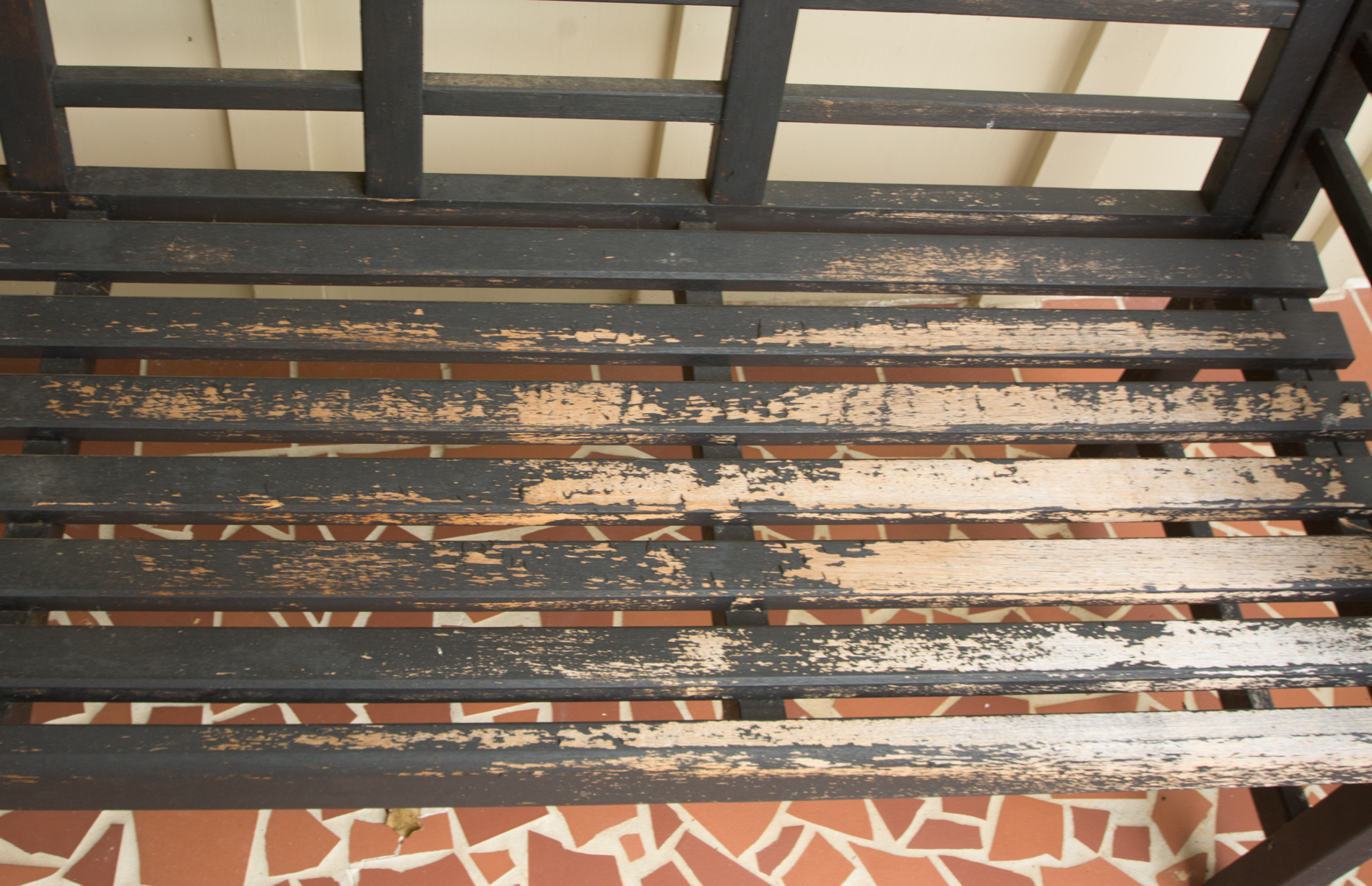 Vintage Asian Style Painted Outdoor Bench