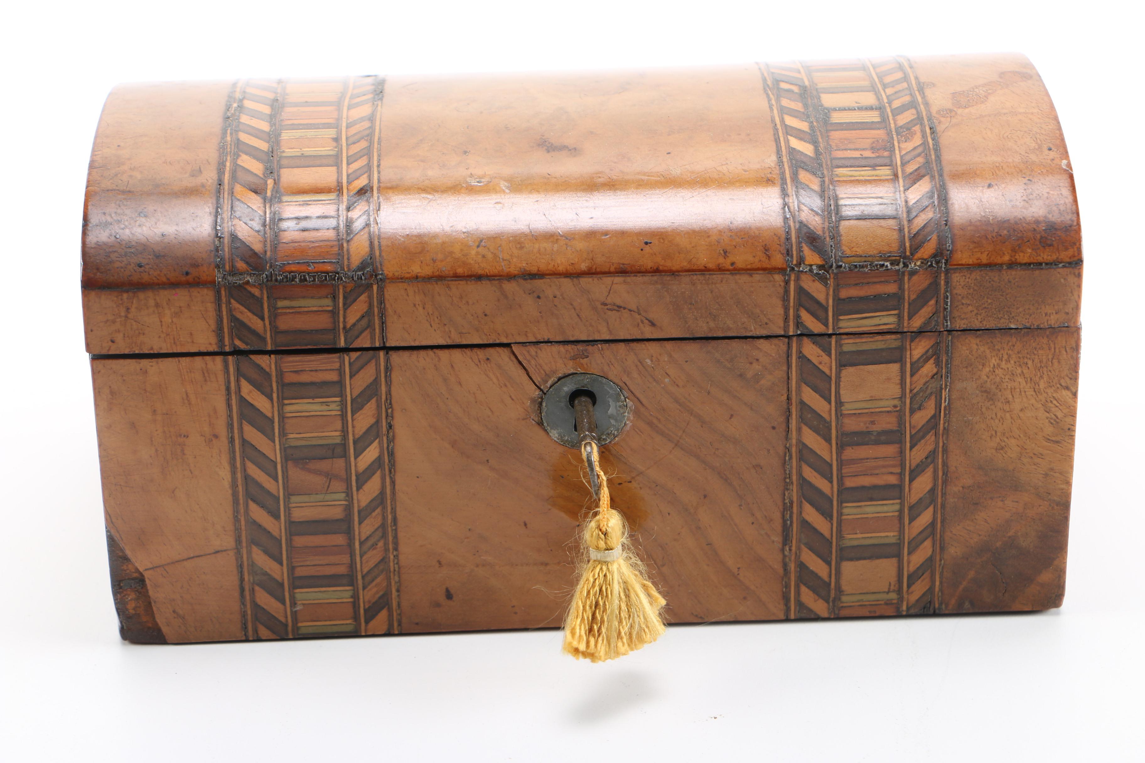 Antique English Tunbridge Ware Tea Caddy