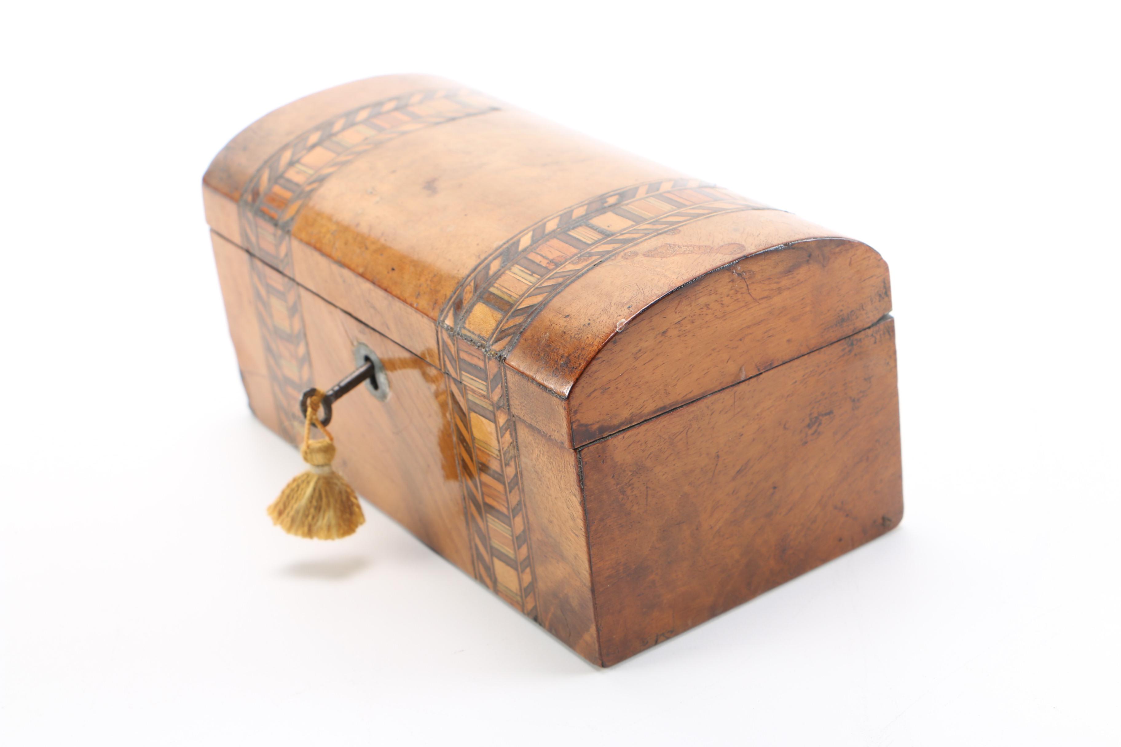 Antique English Tunbridge Ware Tea Caddy