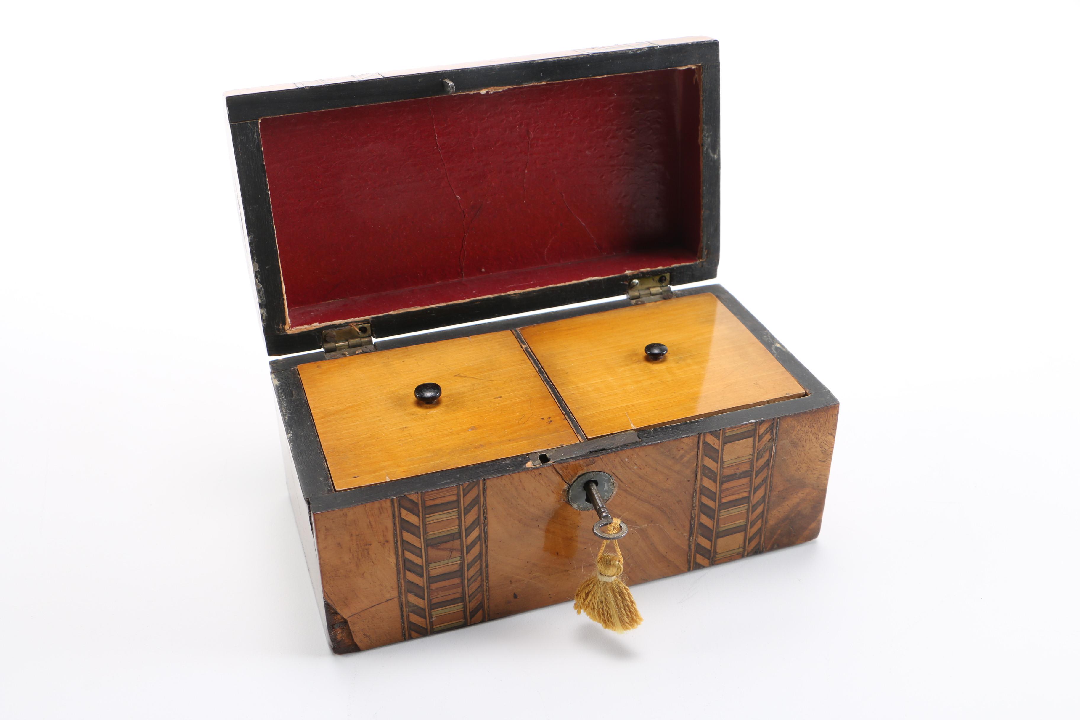 Antique English Tunbridge Ware Tea Caddy