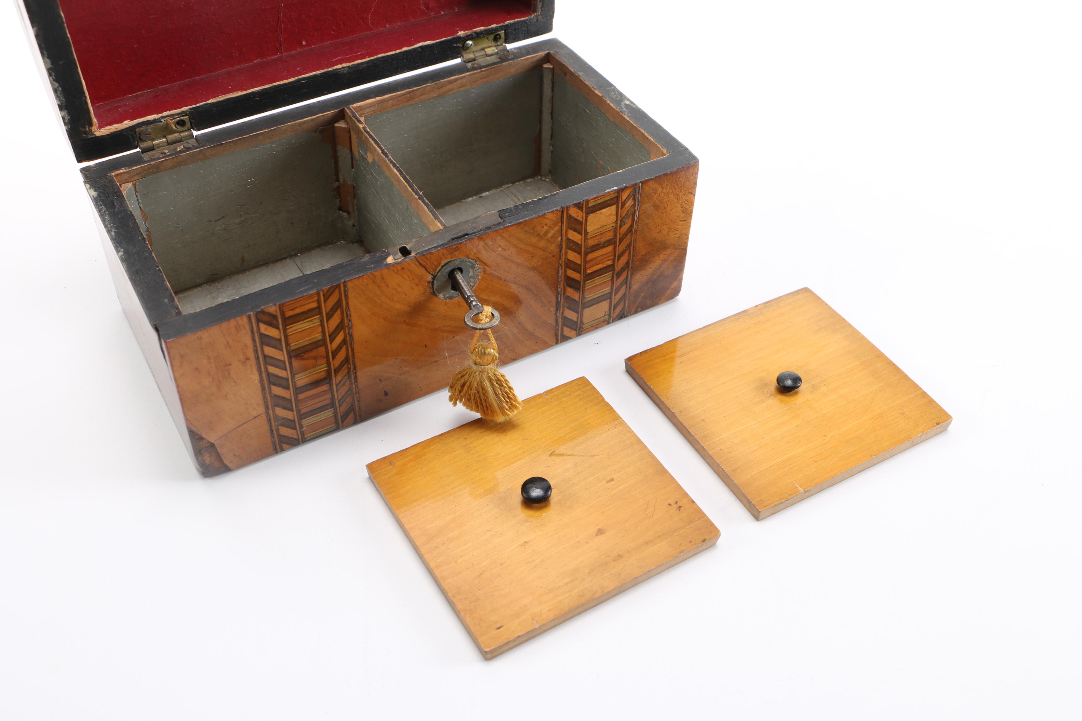 Antique English Tunbridge Ware Tea Caddy