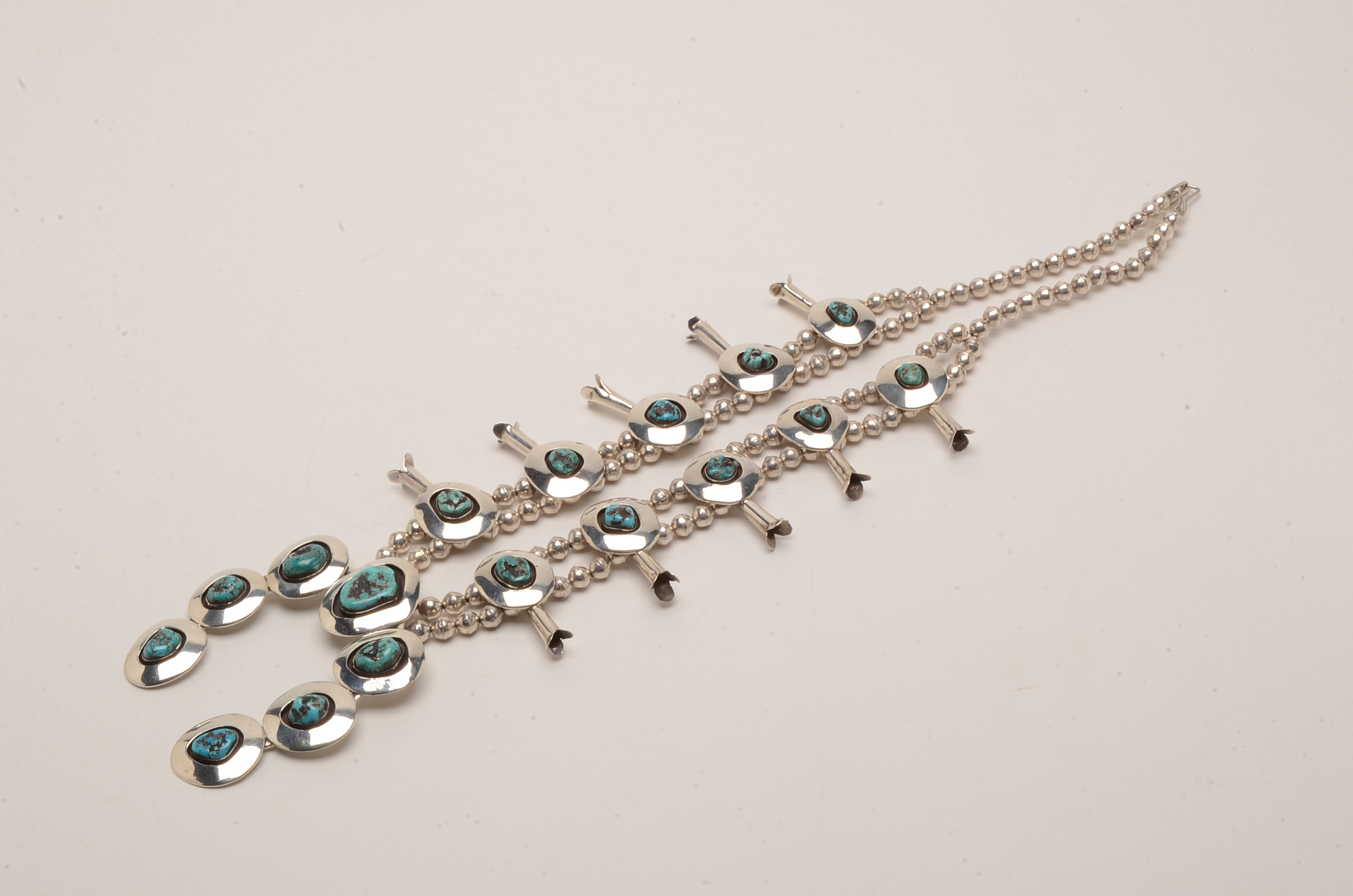 Sterling Silver Turquoise Squash Blossom Necklace