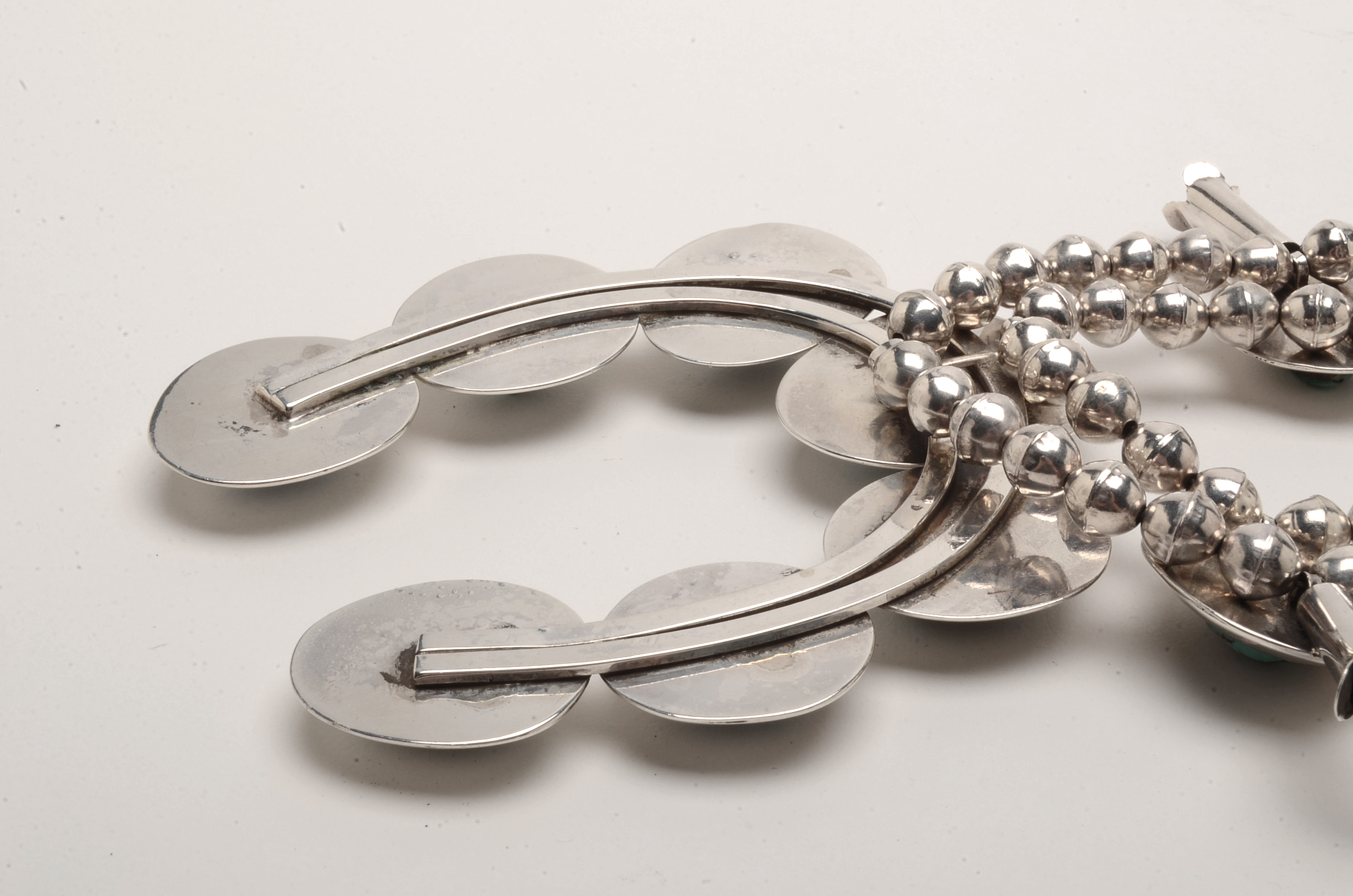 Sterling Silver Turquoise Squash Blossom Necklace