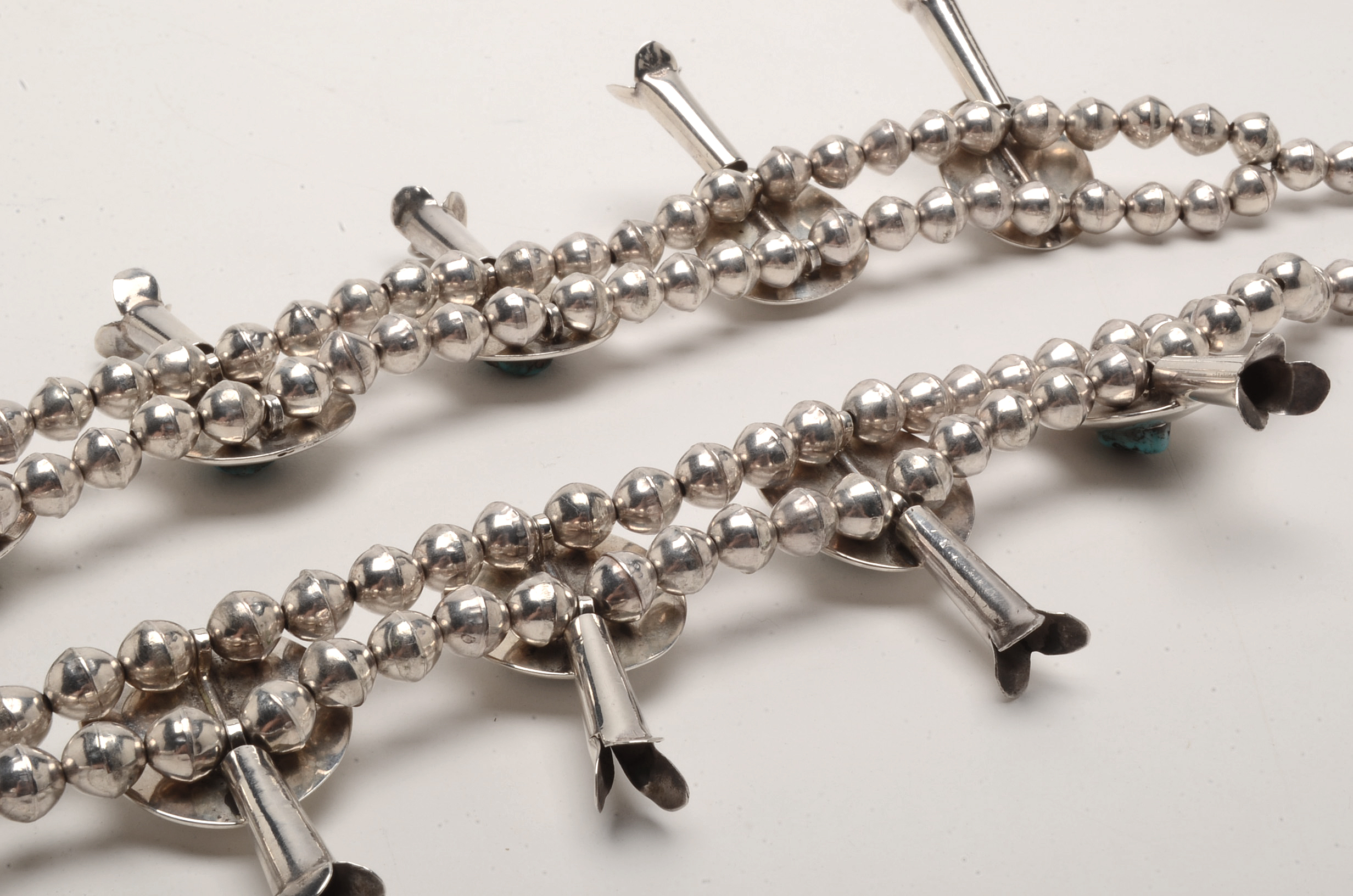 Sterling Silver Turquoise Squash Blossom Necklace