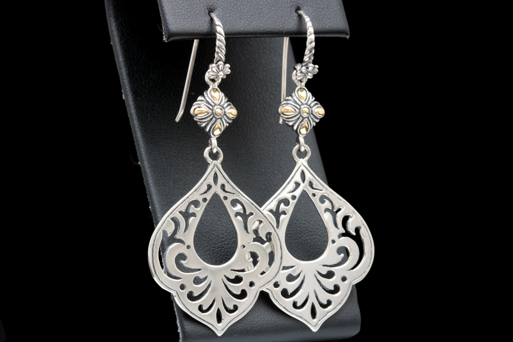 Sterling Silver and 18K Yellow Gold Dangle Earrings