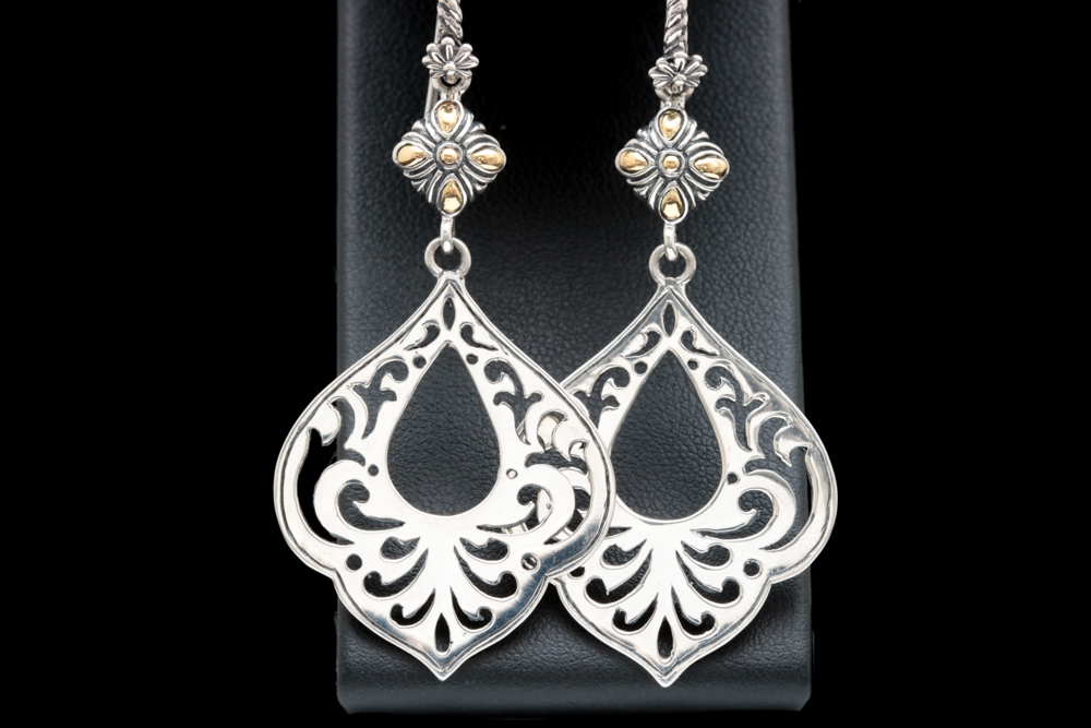 Sterling Silver and 18K Yellow Gold Dangle Earrings