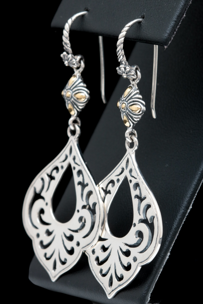 Sterling Silver and 18K Yellow Gold Dangle Earrings