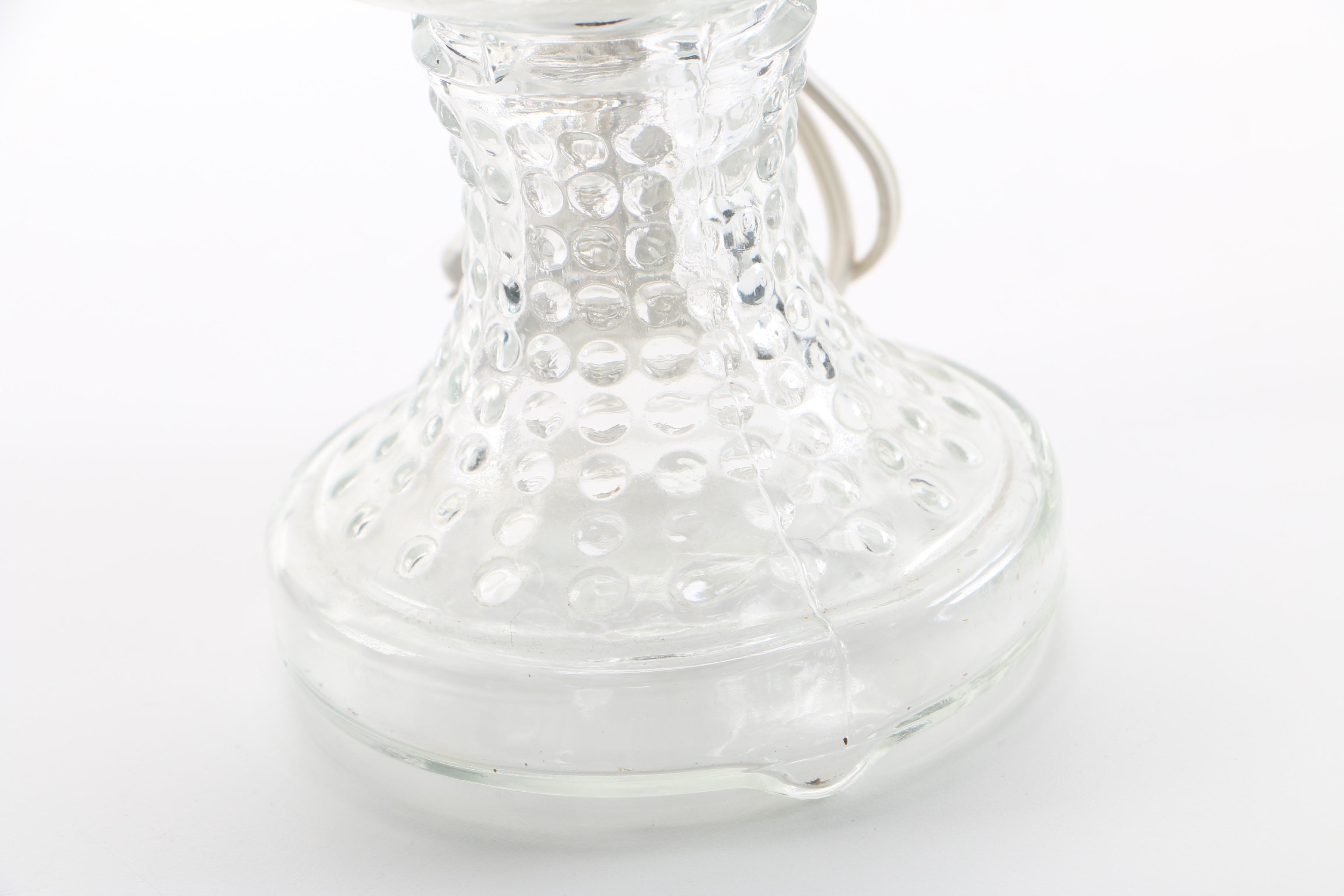 Clear Art Glass and Brass Lamp