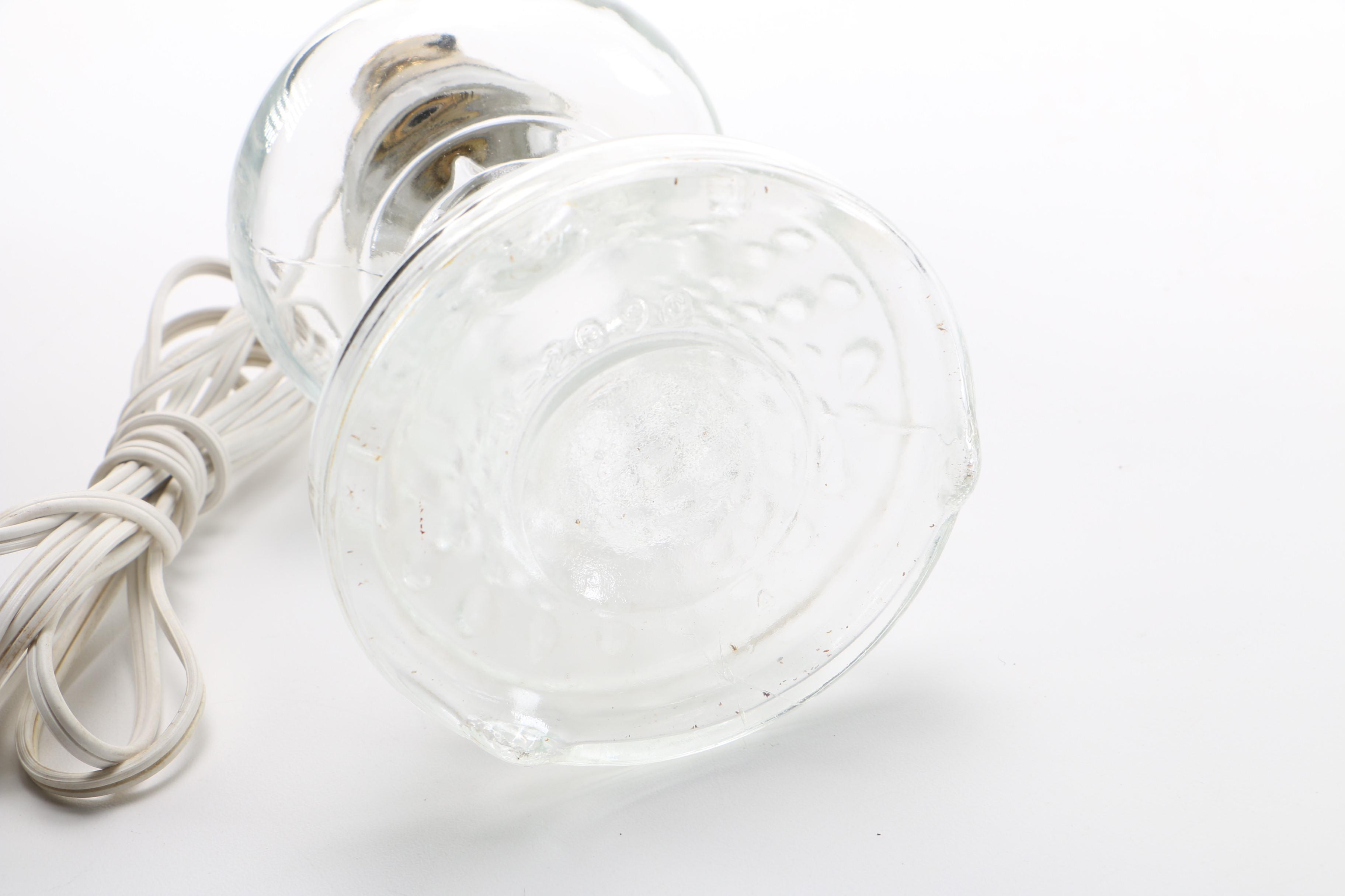 Clear Art Glass and Brass Lamp