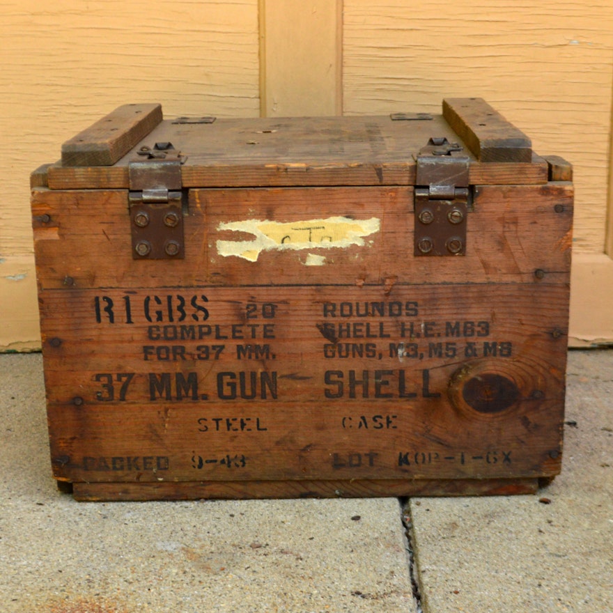 1940s Wooden Ammunition Crate