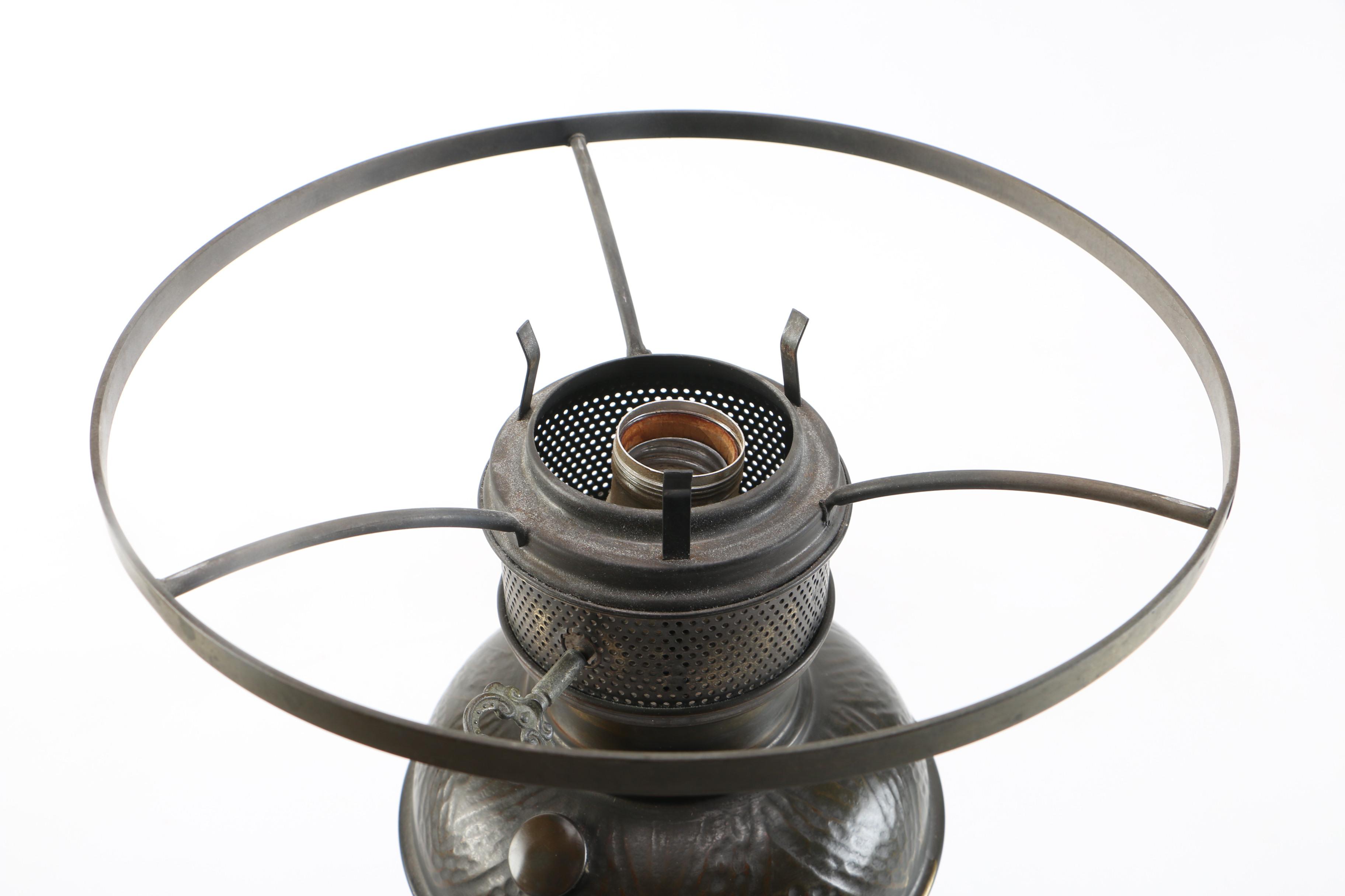 Copper Hurrican Lamp with Amber-Tone Glass