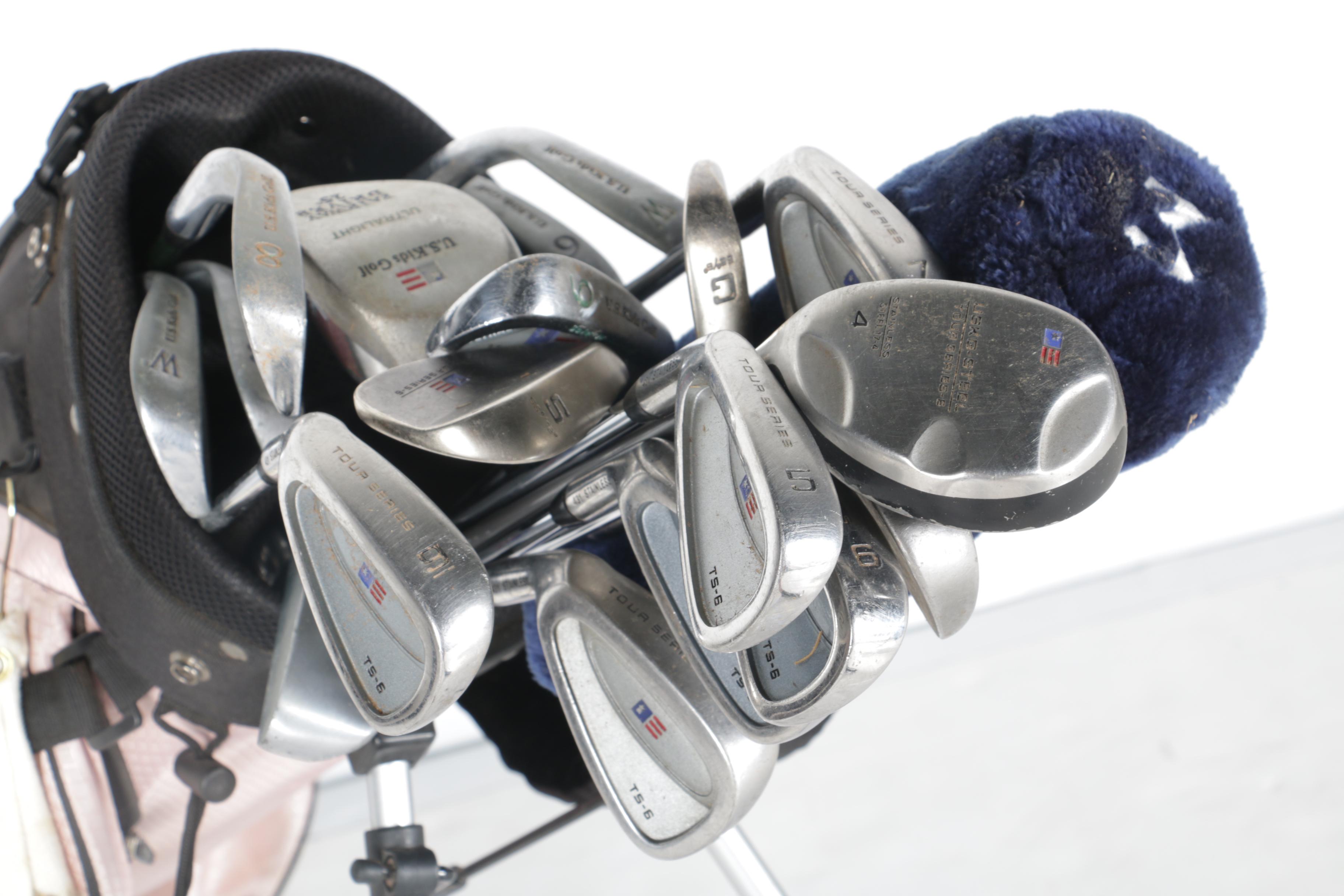 Set of Assorted Golf Clubs in Bag Including Tour Series 6