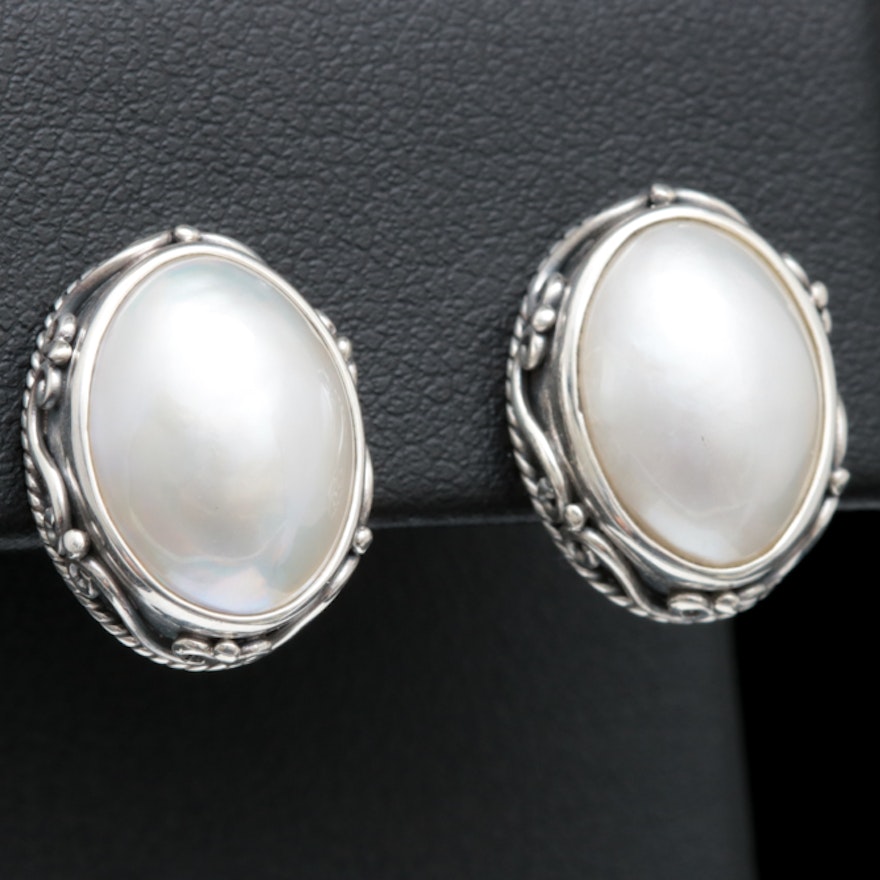 Sterling Silver and Mabé Pearl Earrings