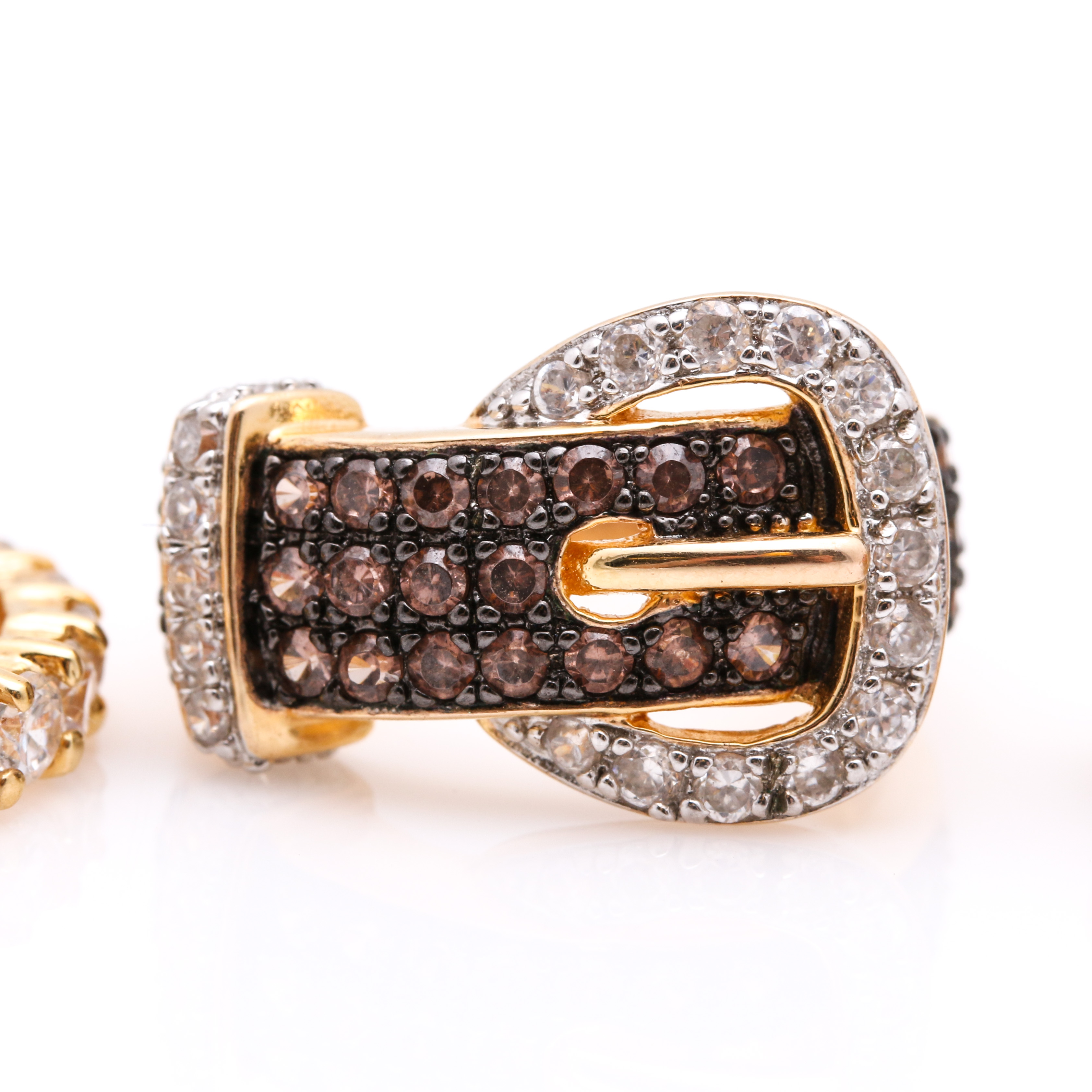 Sterling Silver Gold Tone Rings and Earrings With Cubic Zirconia
