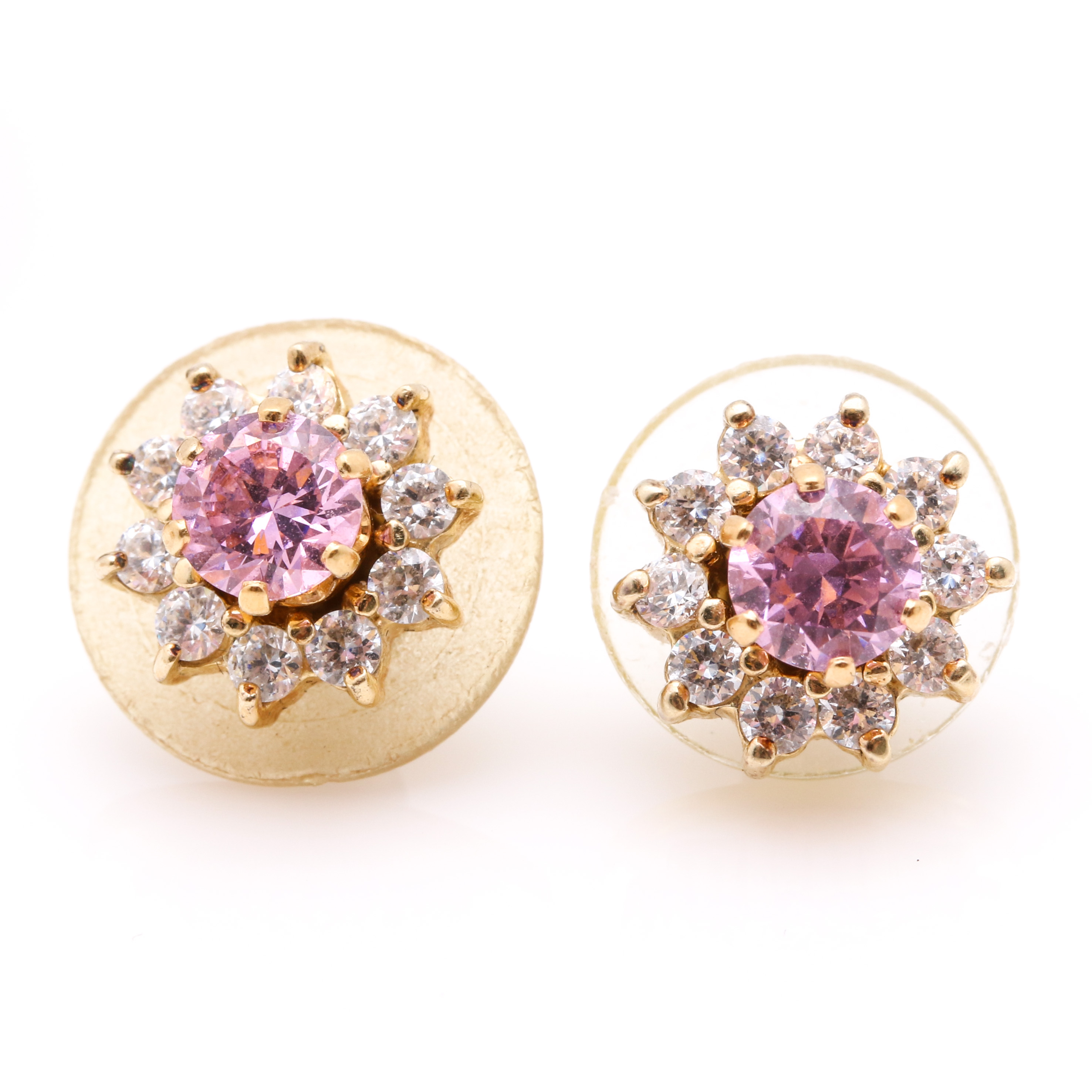 Sterling Silver Gold Tone Rings and Earrings With Cubic Zirconia