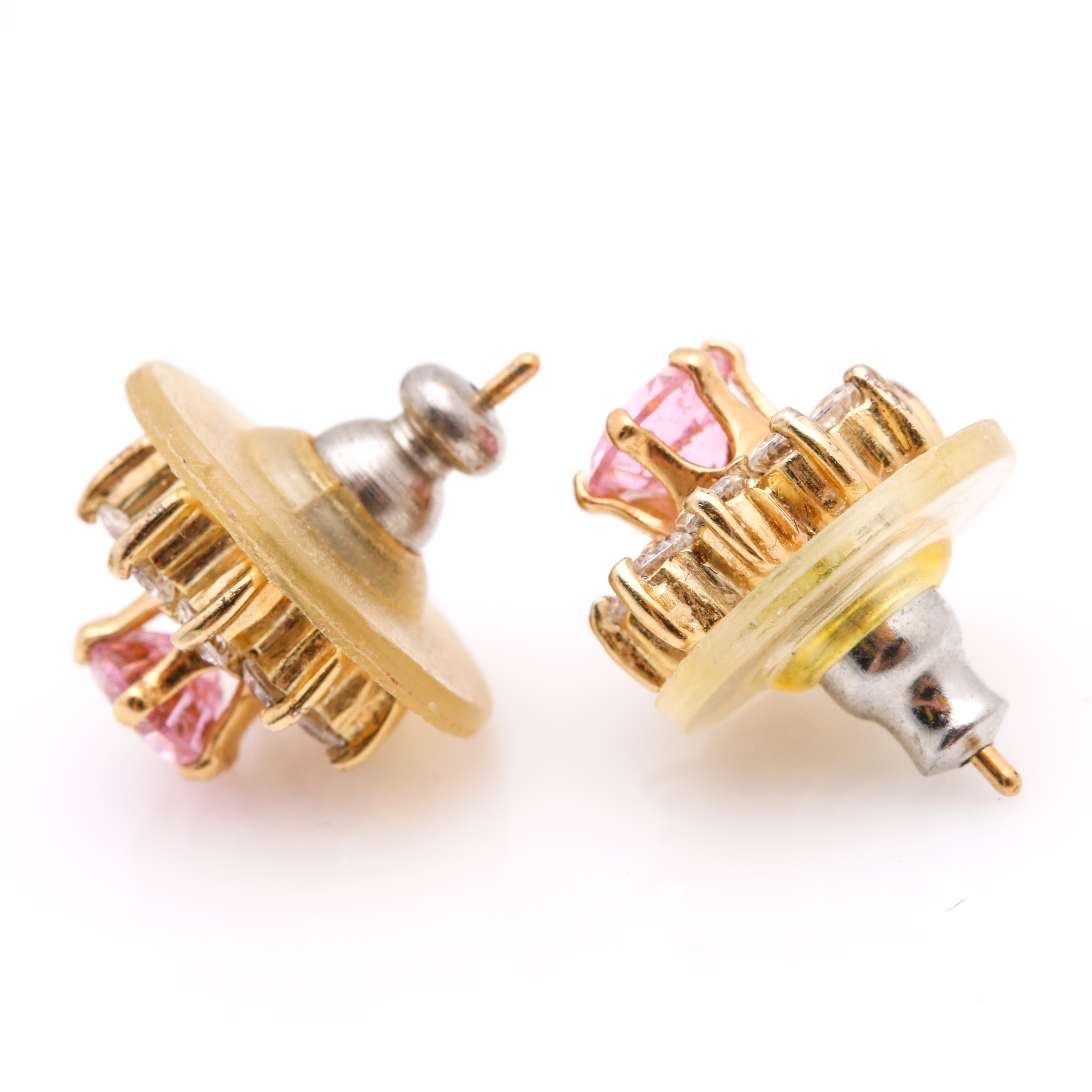 Sterling Silver Gold Tone Rings and Earrings With Cubic Zirconia