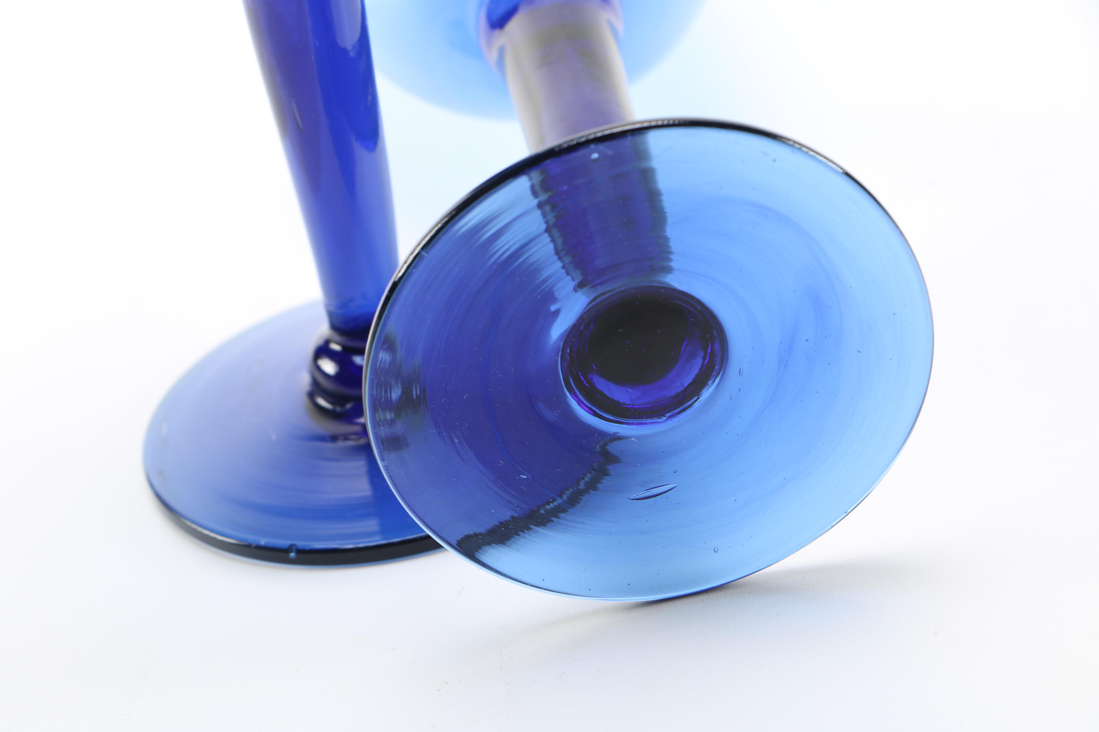 Hand Blown Blue Wine Glasses