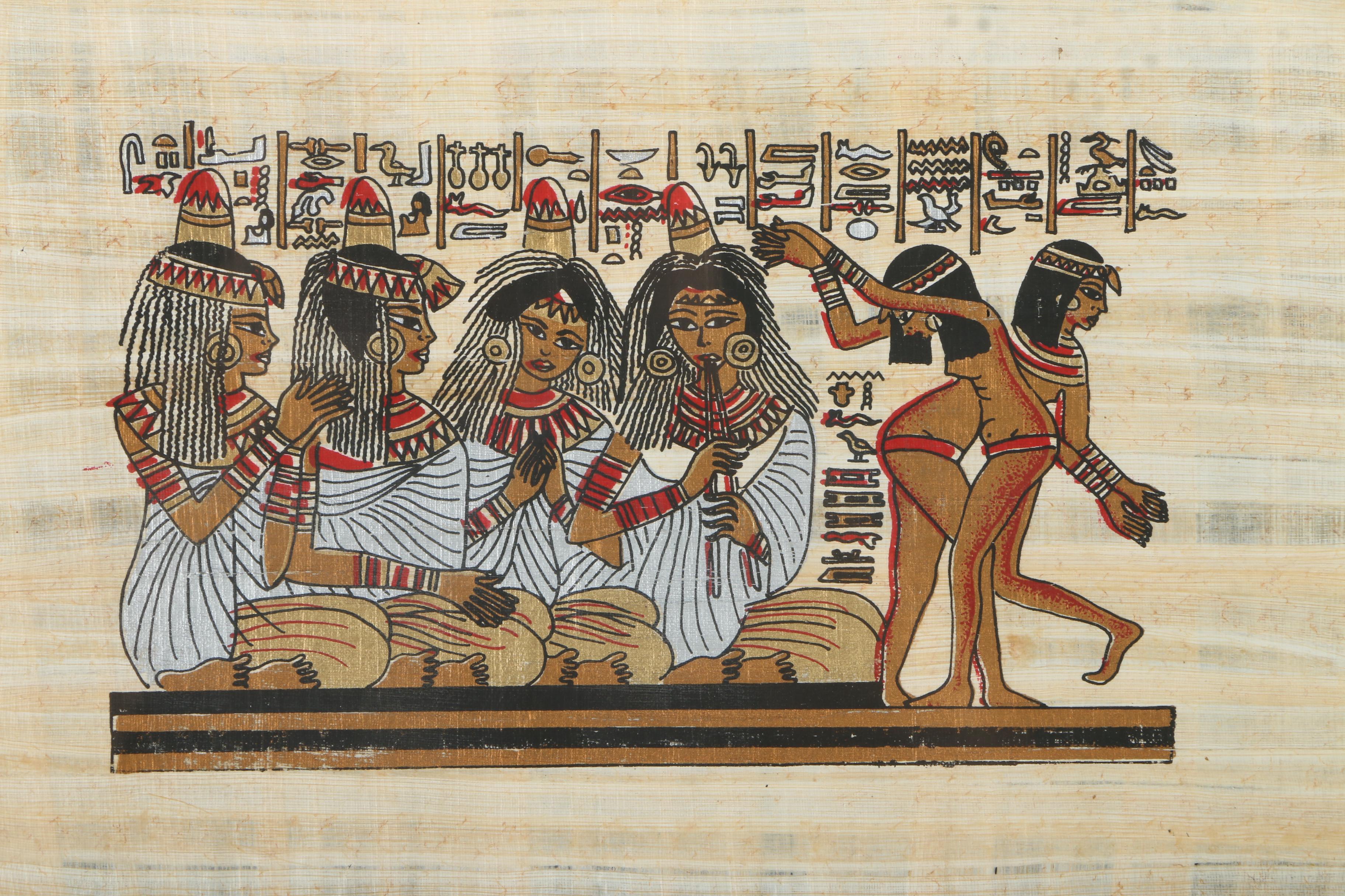 Gouache Painting on Papyrus After the Tomb of Nebamun