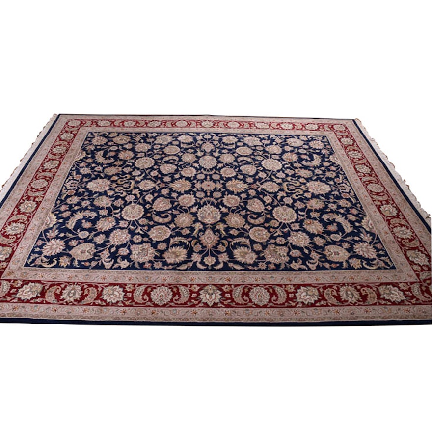 Finely Hand-Knotted Indo-Persian Wool Area Rug