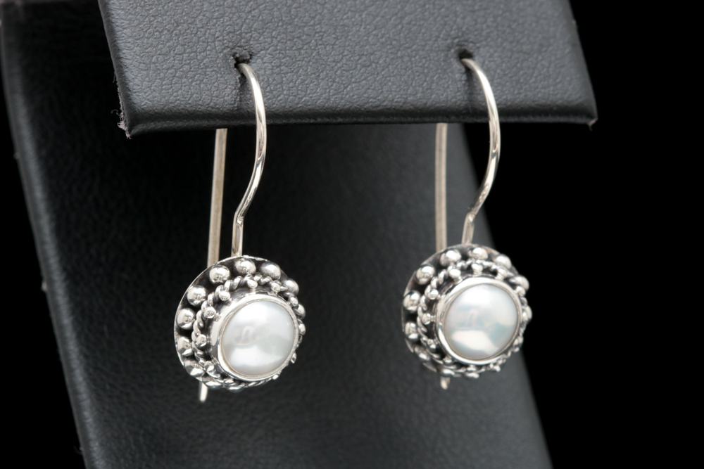 Sterling Silver and Pearl Dangle Earrings
