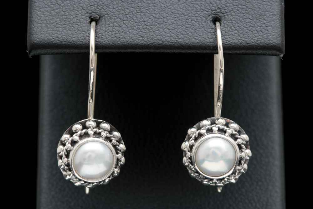 Sterling Silver and Pearl Dangle Earrings