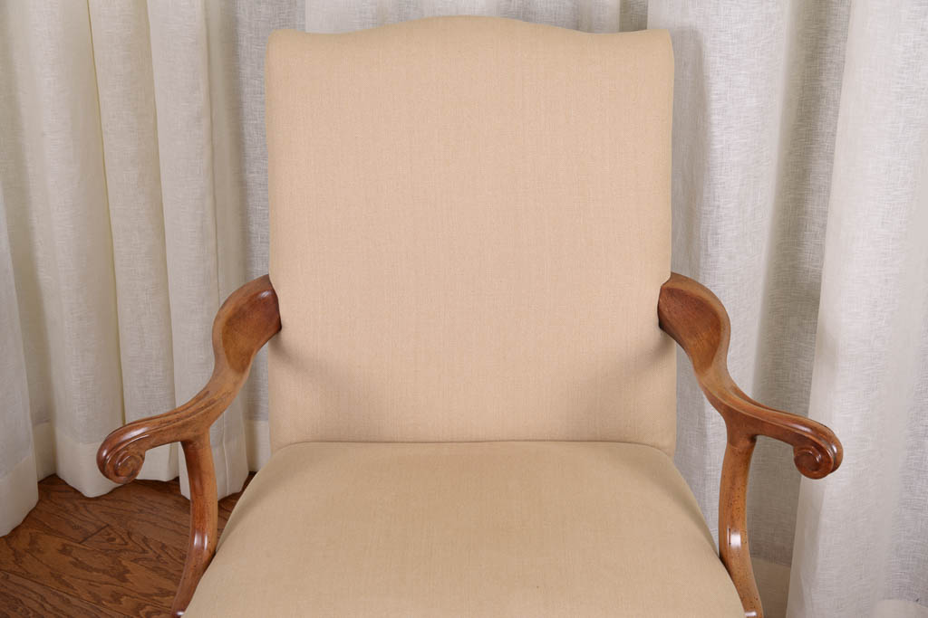 Oak Upholstered Armchair and Bombay Company Tray Side Table