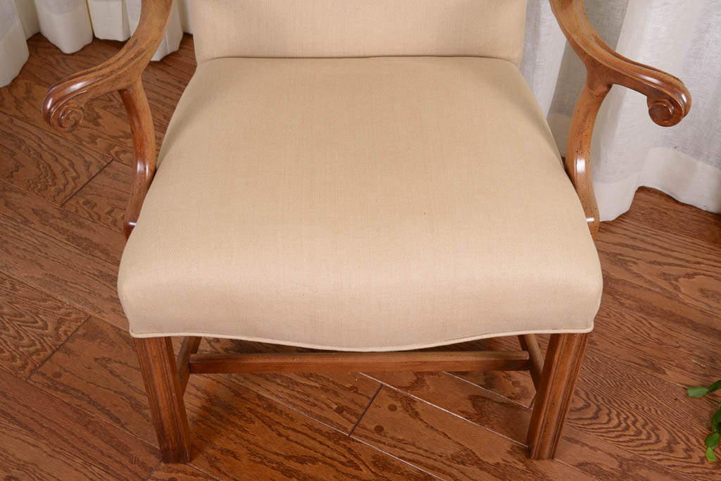 Oak Upholstered Armchair and Bombay Company Tray Side Table