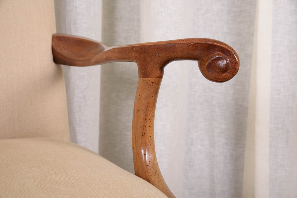 Oak Upholstered Armchair and Bombay Company Tray Side Table