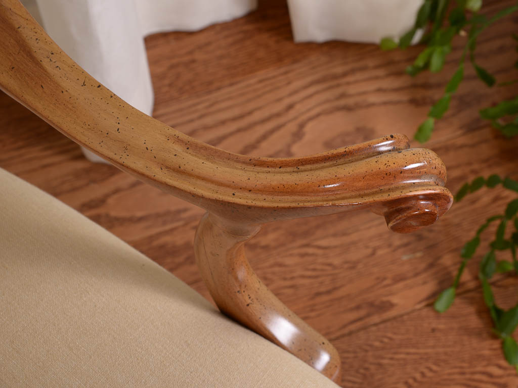 Oak Upholstered Armchair and Bombay Company Tray Side Table