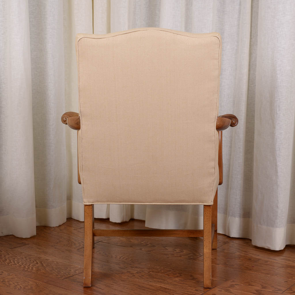 Oak Upholstered Armchair and Bombay Company Tray Side Table