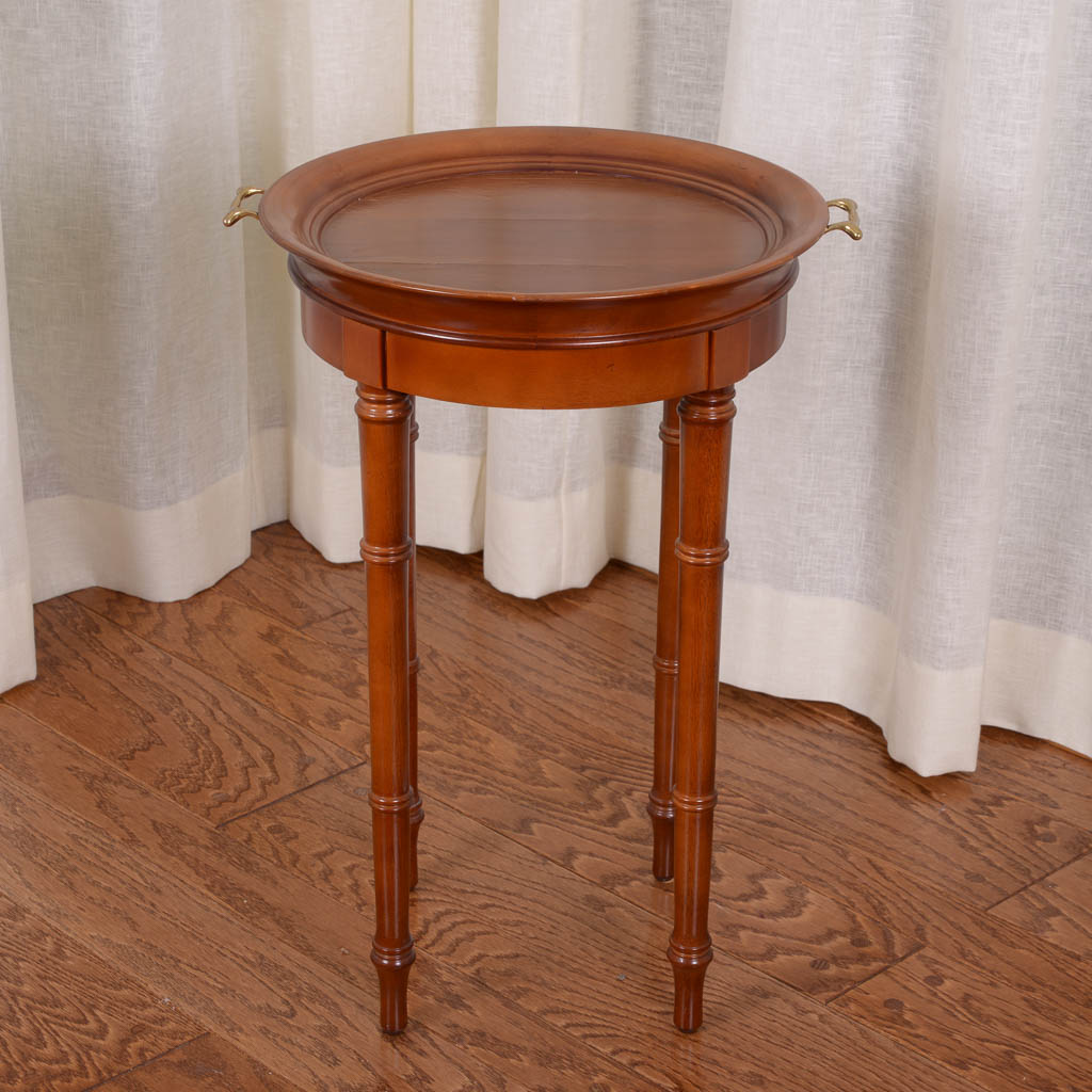 Oak Upholstered Armchair and Bombay Company Tray Side Table