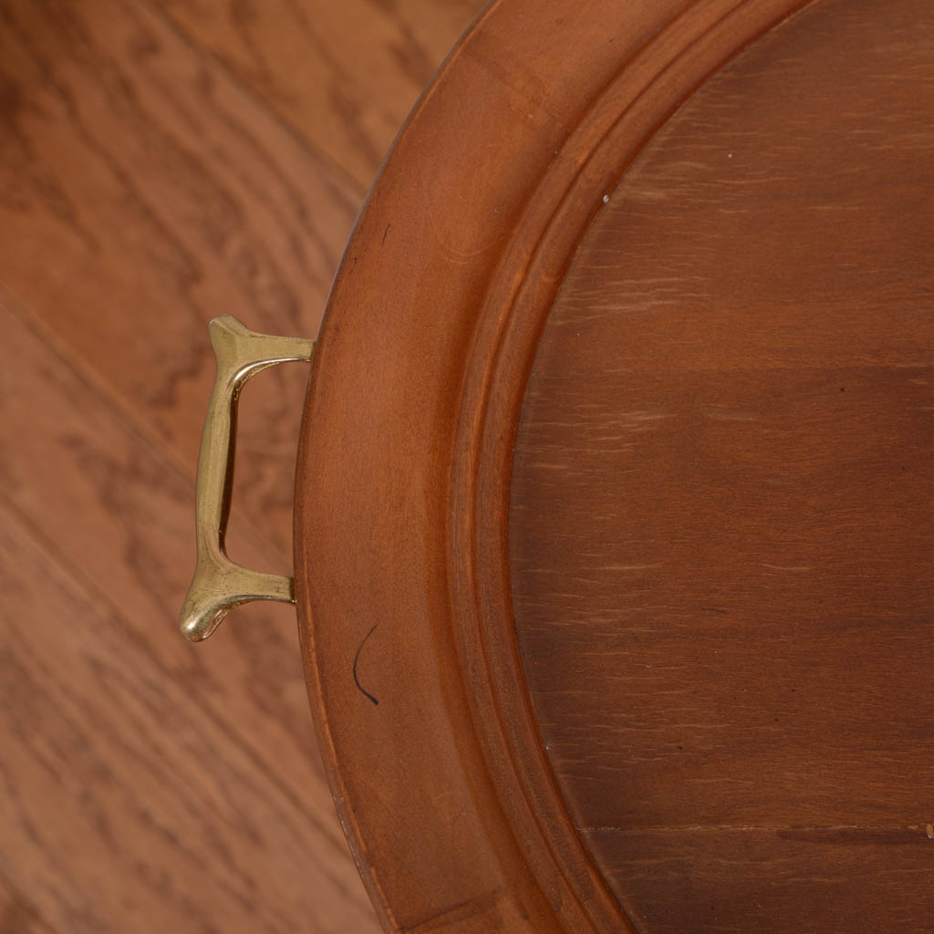 Oak Upholstered Armchair and Bombay Company Tray Side Table