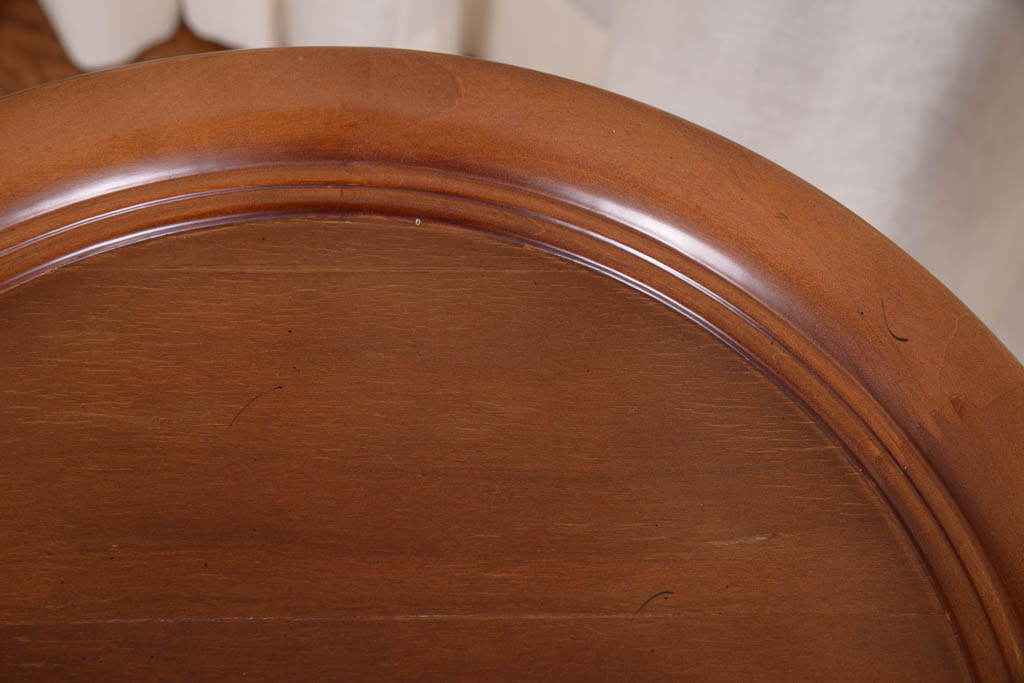 Oak Upholstered Armchair and Bombay Company Tray Side Table