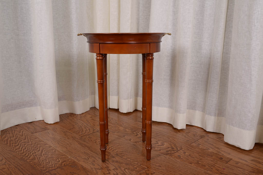Oak Upholstered Armchair and Bombay Company Tray Side Table