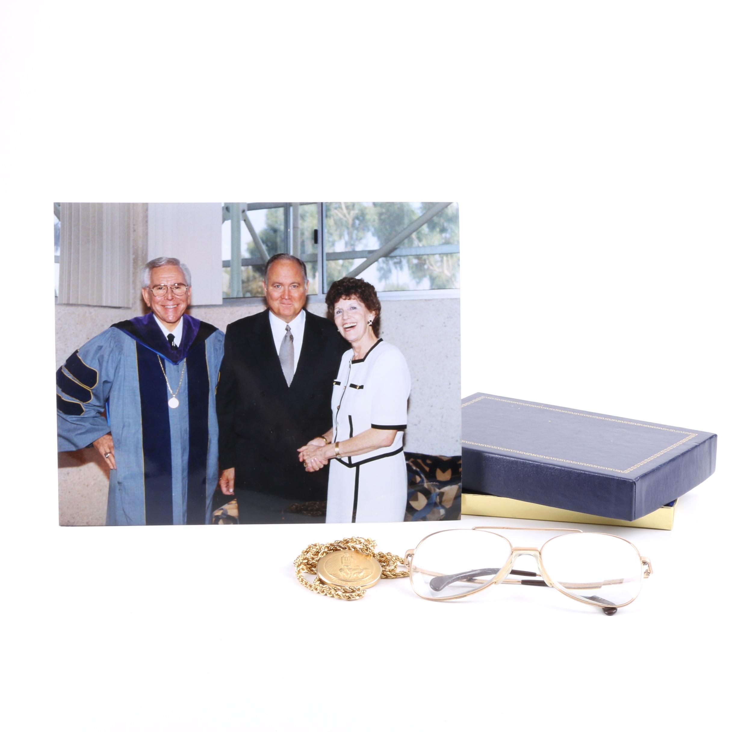 Dr. Robert Schullers Eyeglasses and Founding Pastor Medal