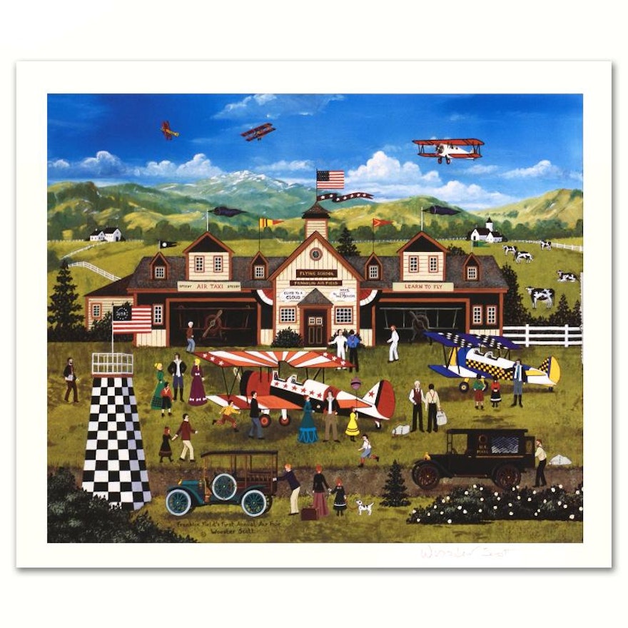 Jane Wooster Scott Limited Edition Lithograph "Franklin Field's First Annual Air Fair"