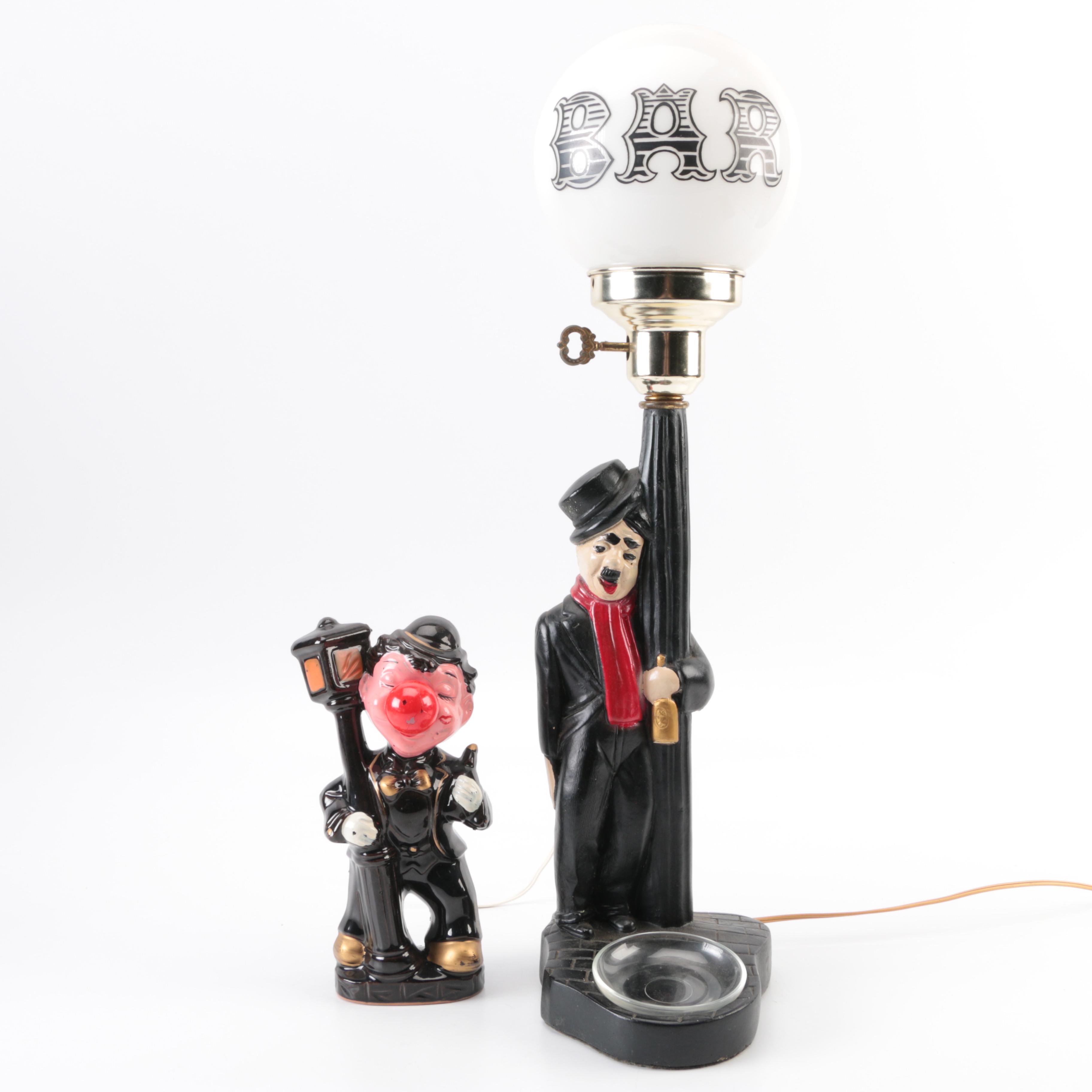 Charlie Chaplin Bar Lamp and Clown Lamp