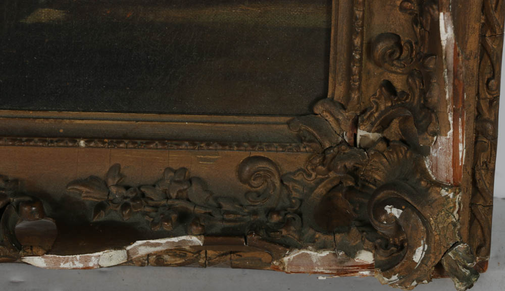 19th-Century Oil Painting on Canvas of Winged Figure