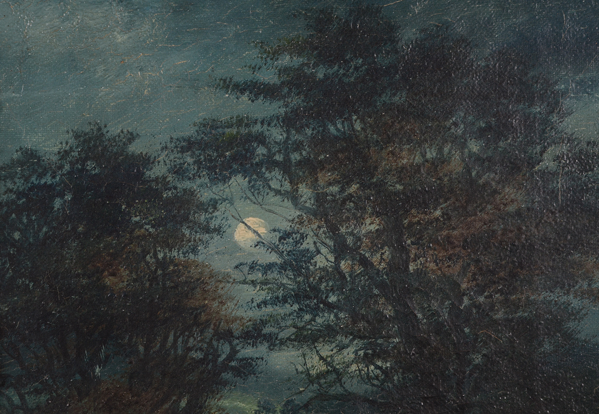 Antique G. Wallace Original Nocturne Oil Painting on Canvas