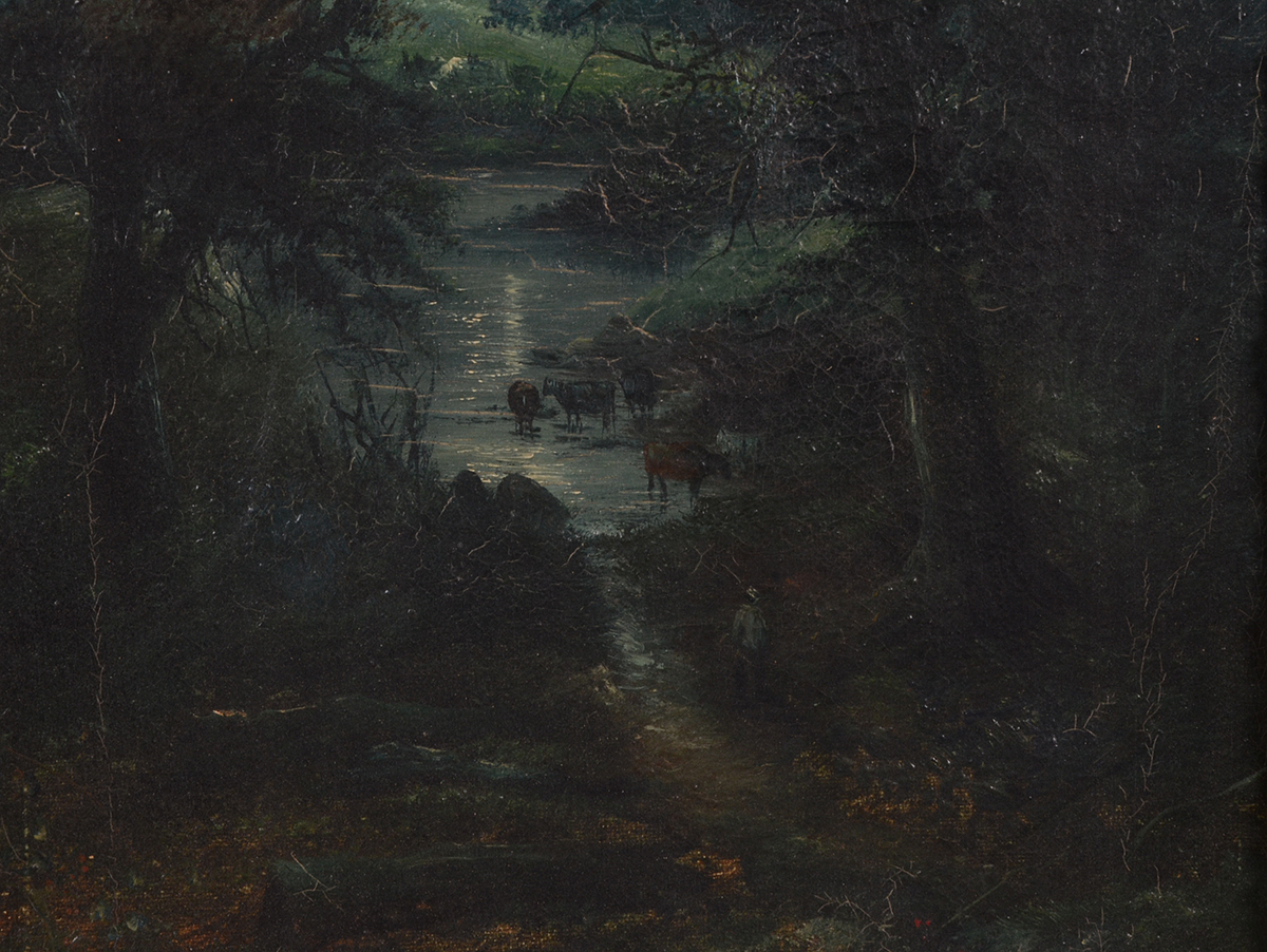 Antique G. Wallace Original Nocturne Oil Painting on Canvas