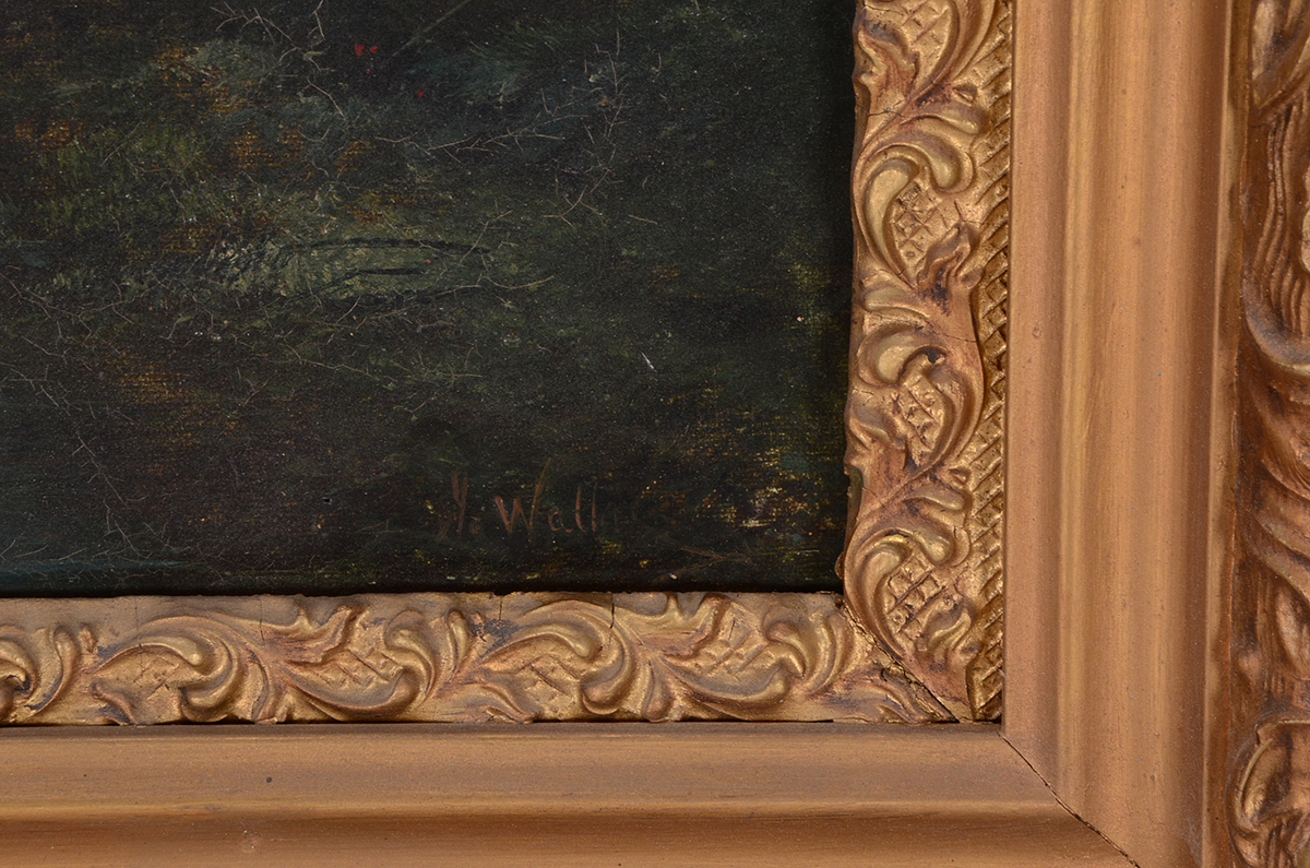 Antique G. Wallace Original Nocturne Oil Painting on Canvas