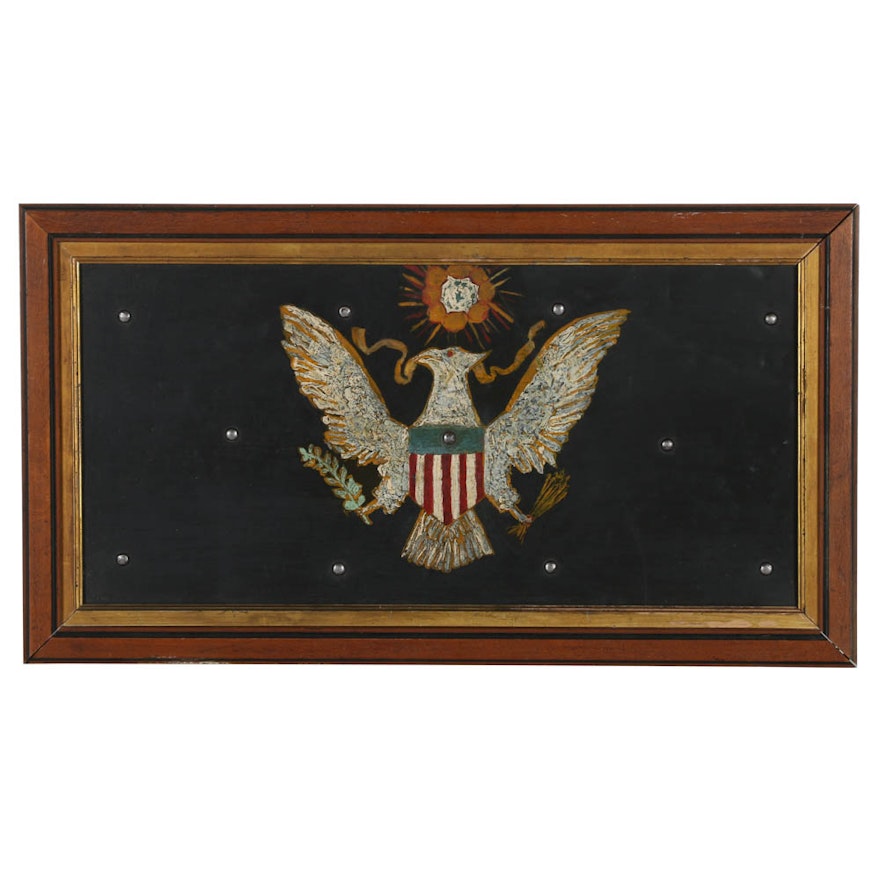 Folk Art Painting on Sheet Metal of the Great Seal of the U.S.A.