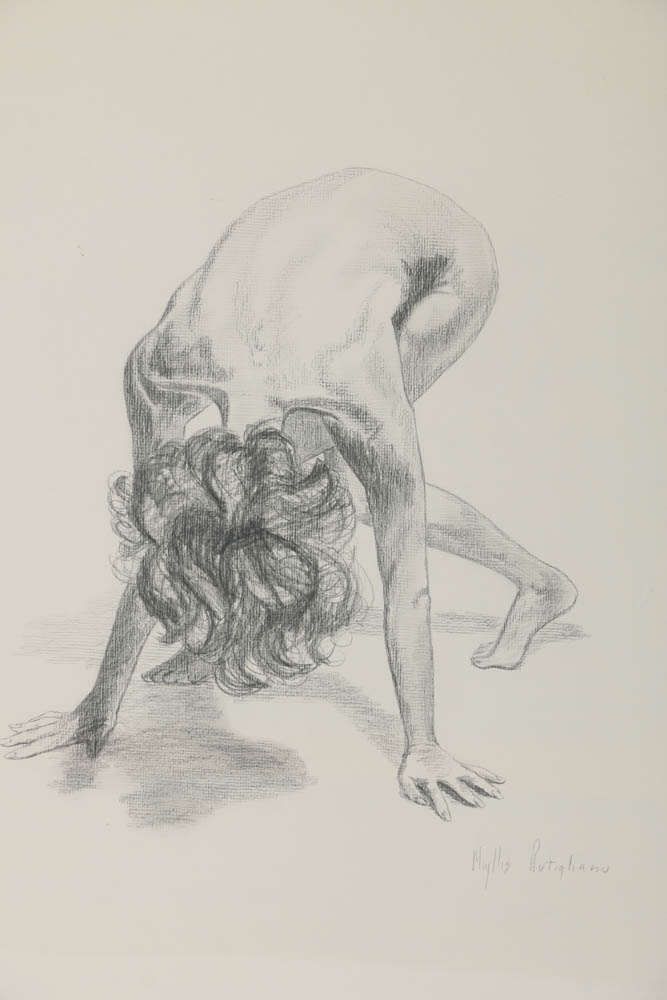Phyllis Rutigliano Graphite Drawing on Paper of Bending Figure